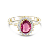 1.54 Carat Natural Diamond and Rhodolite Ring – Fine Jewelry Design - Gold Stone Diamond