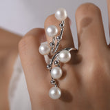 0.19 Carat Natural Diamond and Pearl Ring – Fine Jewelry Design - Gold Stone Diamond