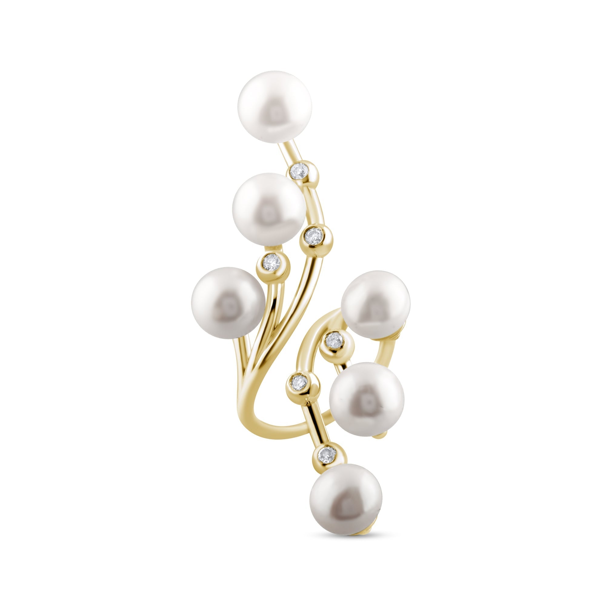 0.19 Carat Natural Diamond and Pearl Ring – Fine Jewelry Design - Gold Stone Diamond