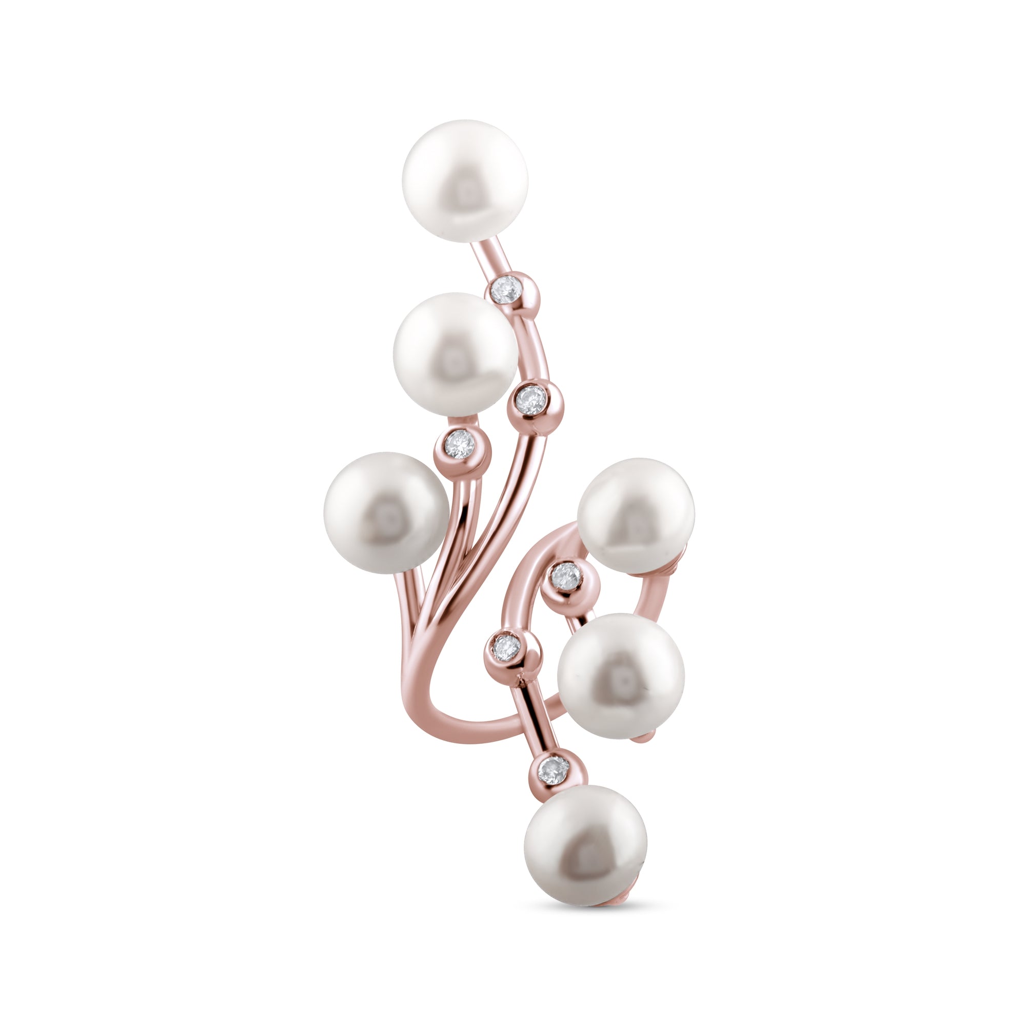 0.19 Carat Natural Diamond and Pearl Ring – Fine Jewelry Design - Gold Stone Diamond