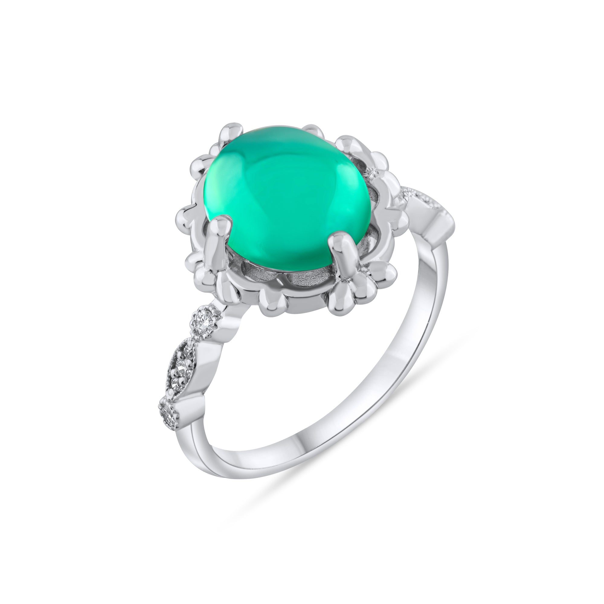 3.63 Carat Natural Diamond and Emerald Ring – Fine Jewelry Design - Gold Stone Diamond