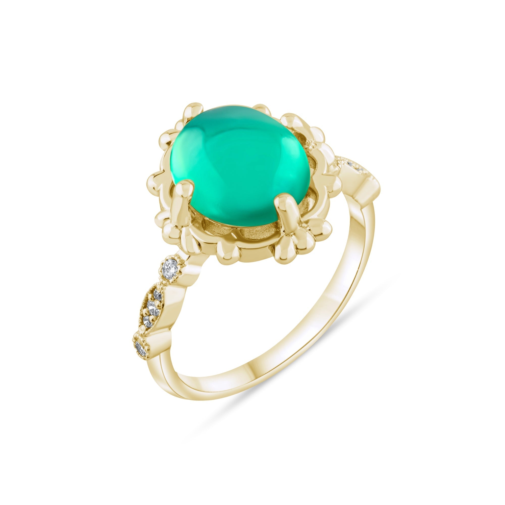 3.63 Carat Natural Diamond and Emerald Ring – Fine Jewelry Design - Gold Stone Diamond