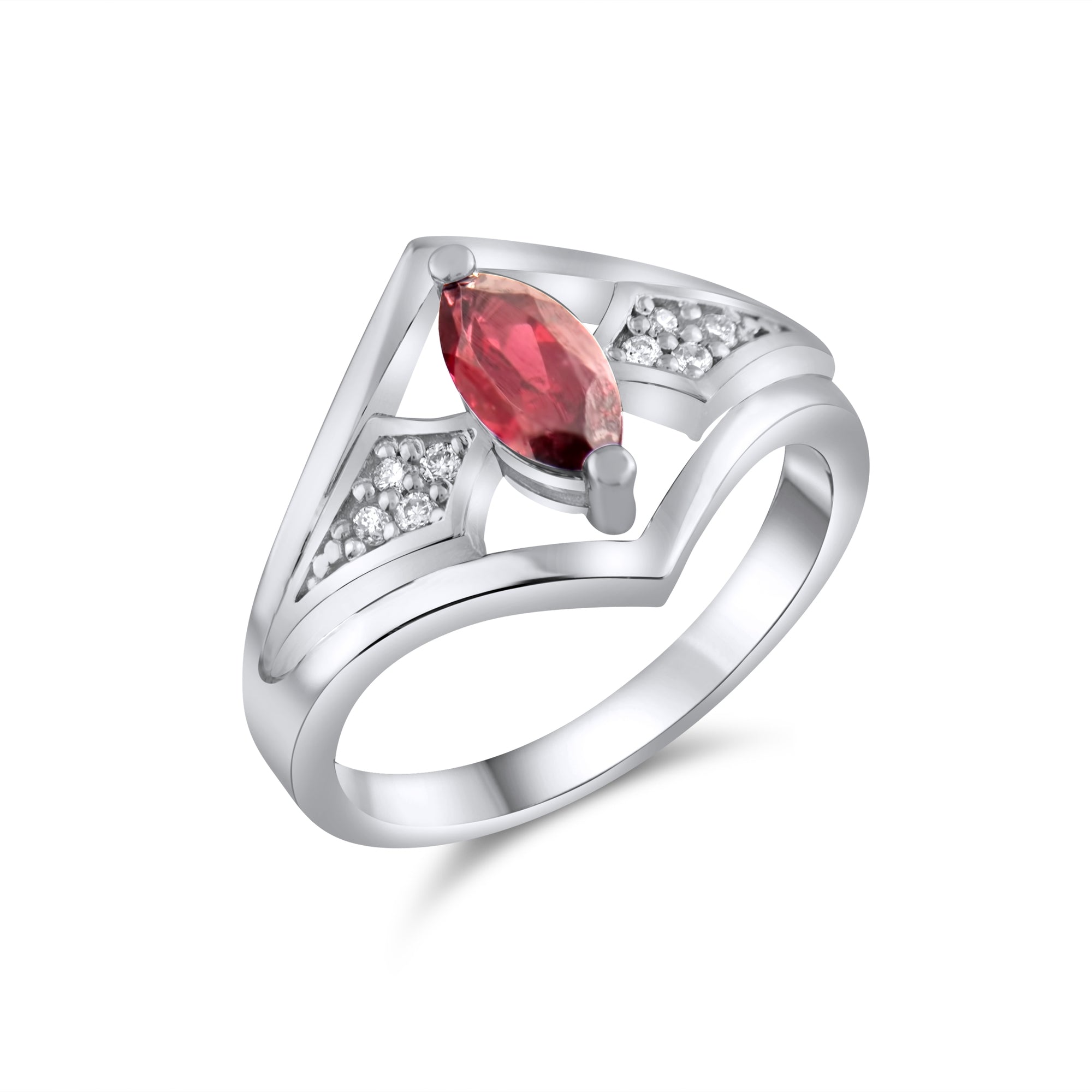 0.68 Carat Natural Diamond and Garnet Ring – Fine Jewelry Design - Gold Stone Diamond