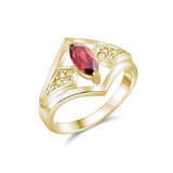0.68 Carat Natural Diamond and Garnet Ring – Fine Jewelry Design - Gold Stone Diamond