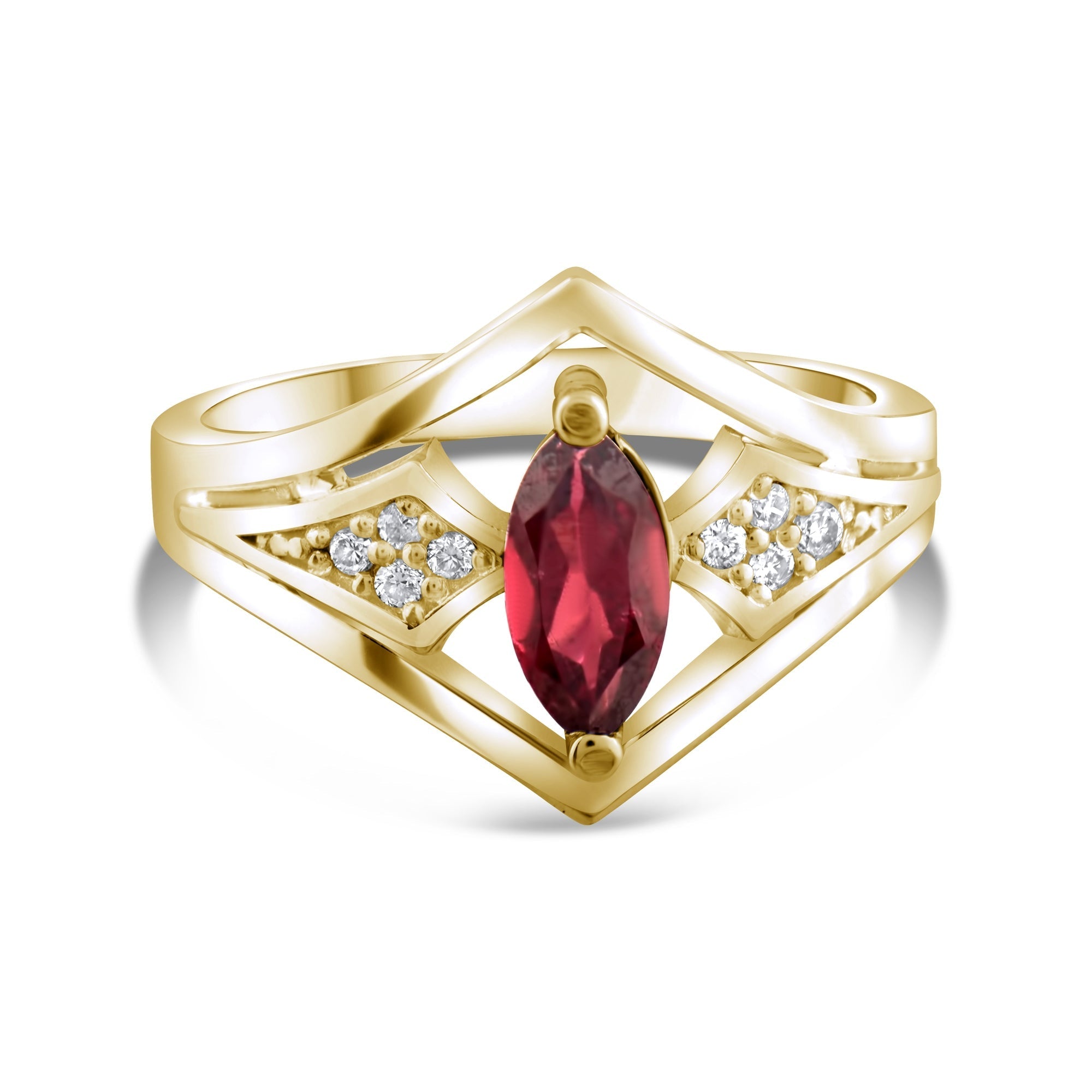 0.68 Carat Natural Diamond and Garnet Ring – Fine Jewelry Design - Gold Stone Diamond