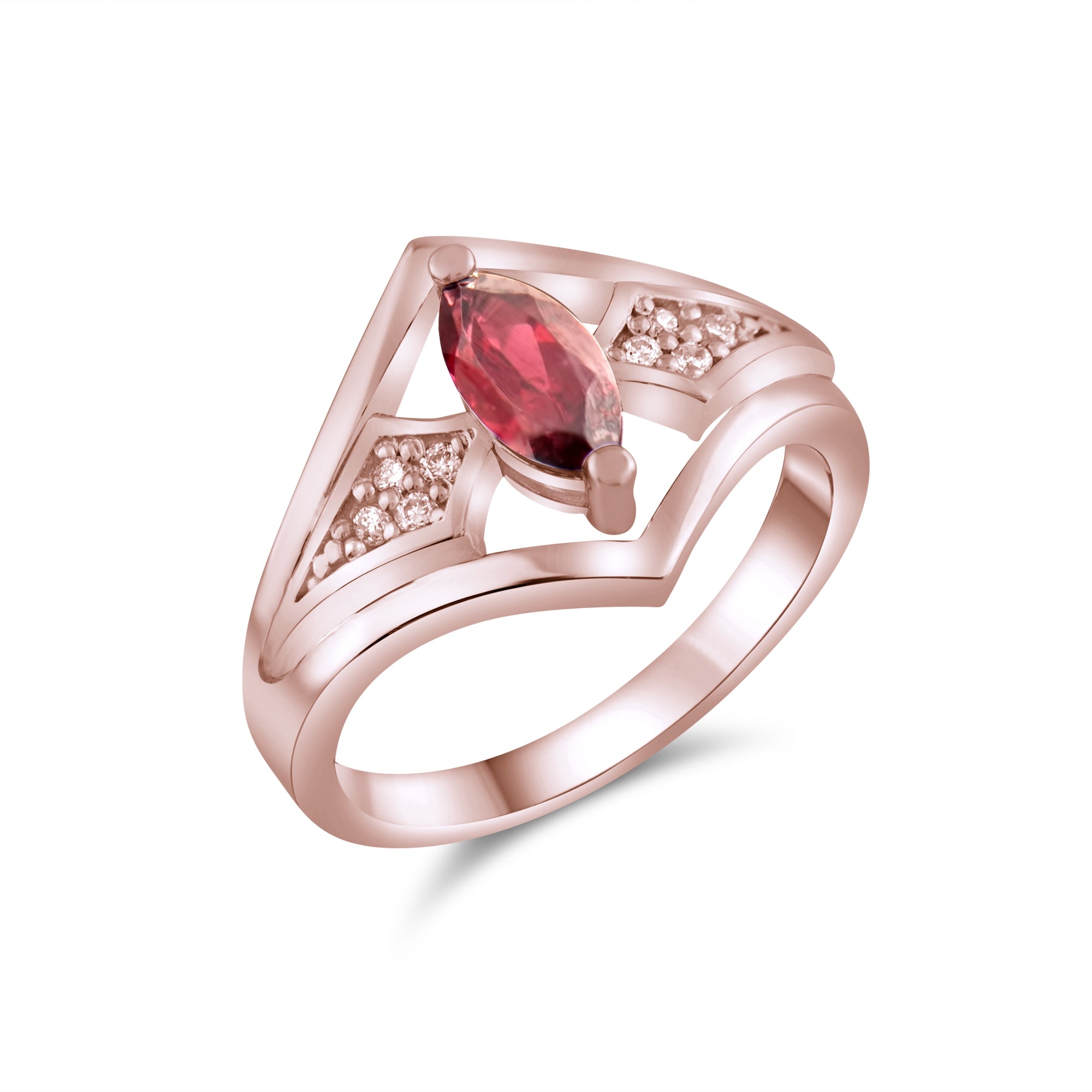 0.68 Carat Natural Diamond and Garnet Ring – Fine Jewelry Design - Gold Stone Diamond
