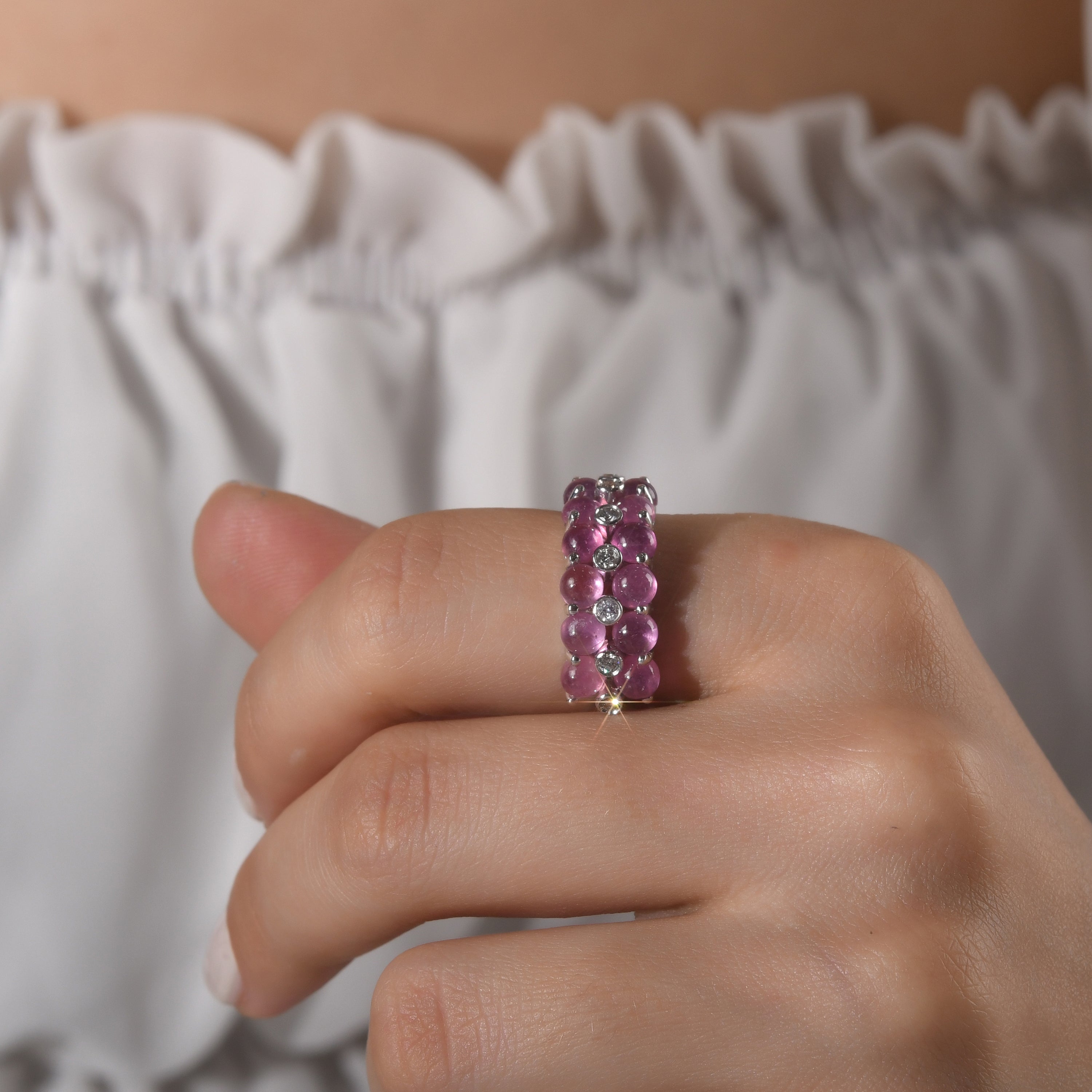 6.97 Carat Natural Diamond and Tourmaline Ring – Fine Jewelry Design - Gold Stone Diamond