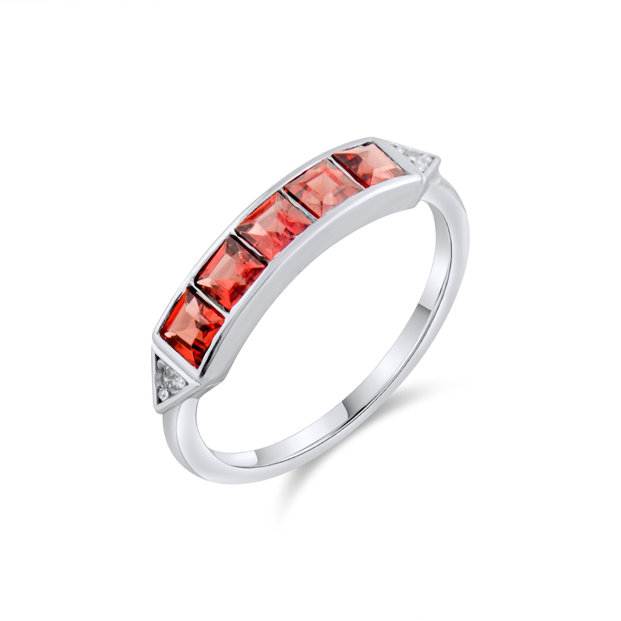 0.83 Carat Natural Diamond and Garnet Ring – Fine Jewelry Design - Gold Stone Diamond