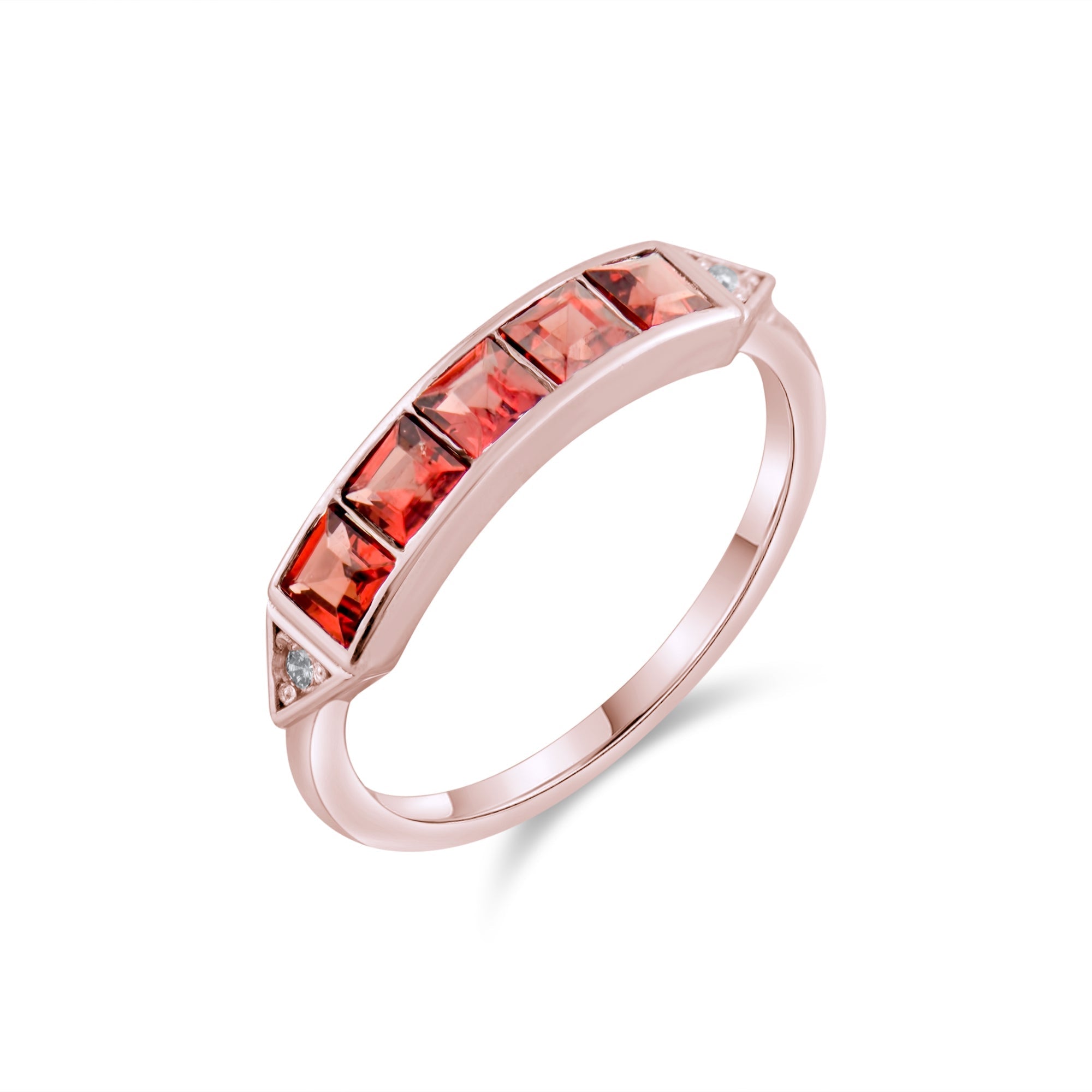 0.83 Carat Natural Diamond and Garnet Ring – Fine Jewelry Design - Gold Stone Diamond