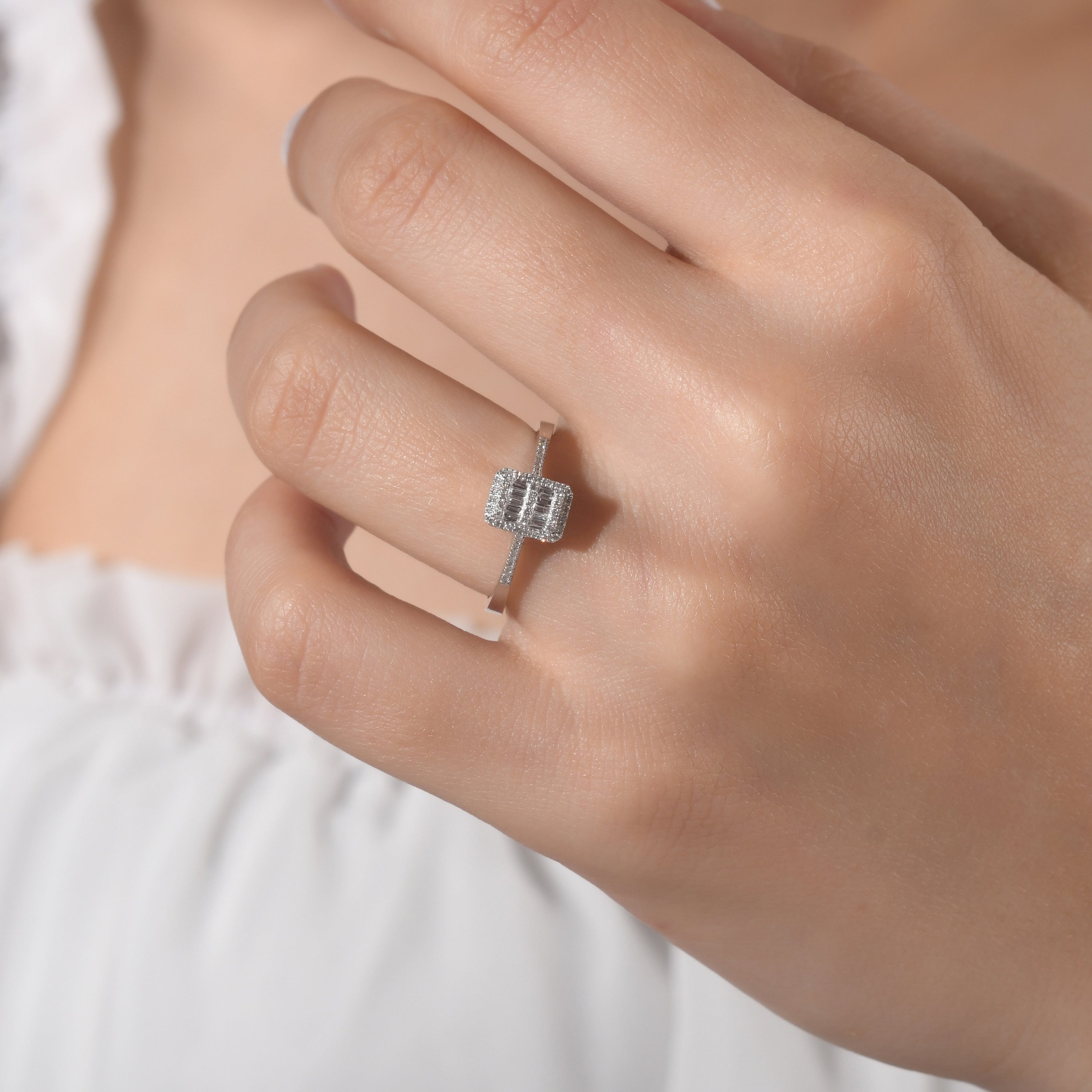0.16 Carat Baguette Diamond Ring – Elegant Fine Jewelry Design - Gold Stone Diamond