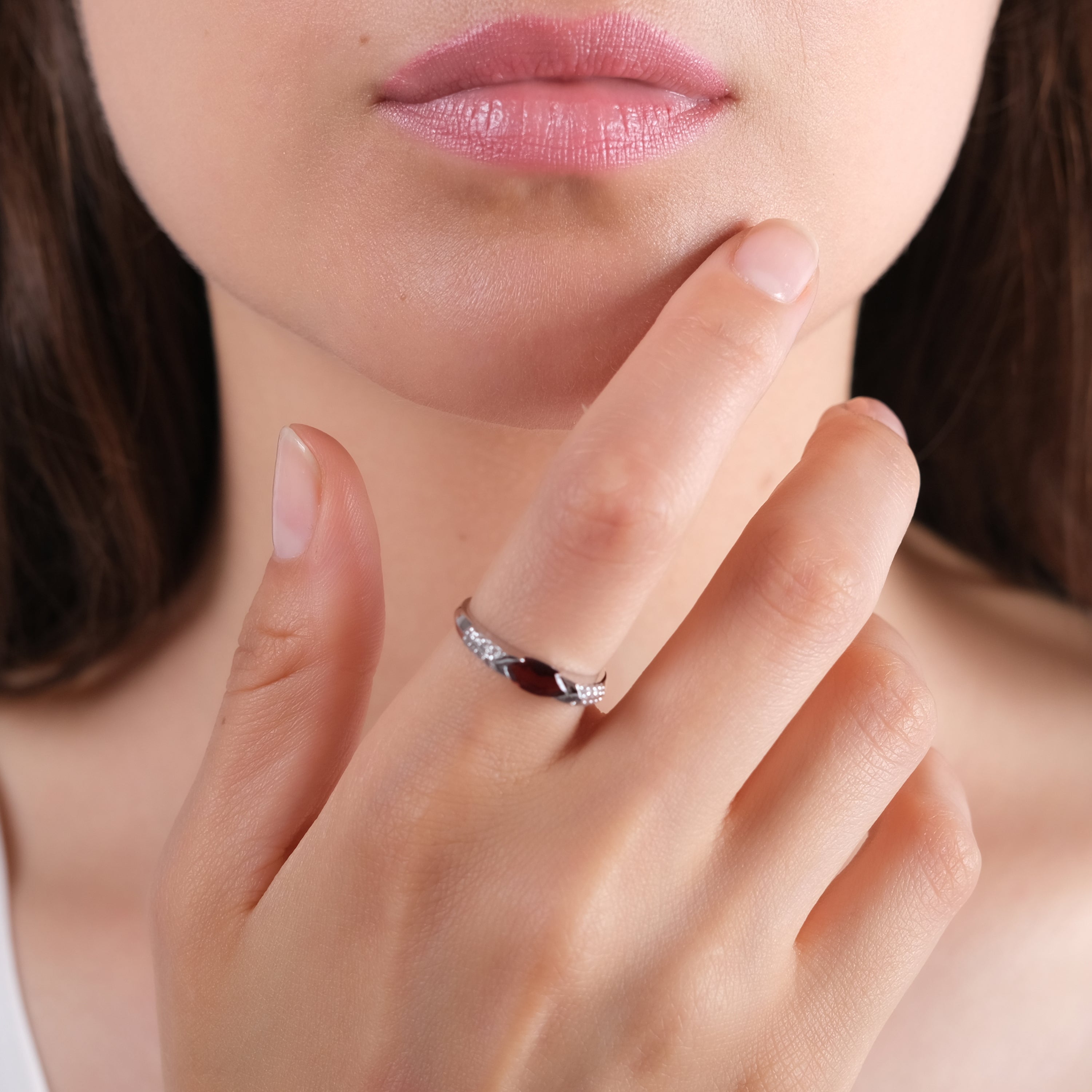 0.65 Carat Natural Diamond and Garnet Ring – Fine Jewelry Design - Gold Stone Diamond