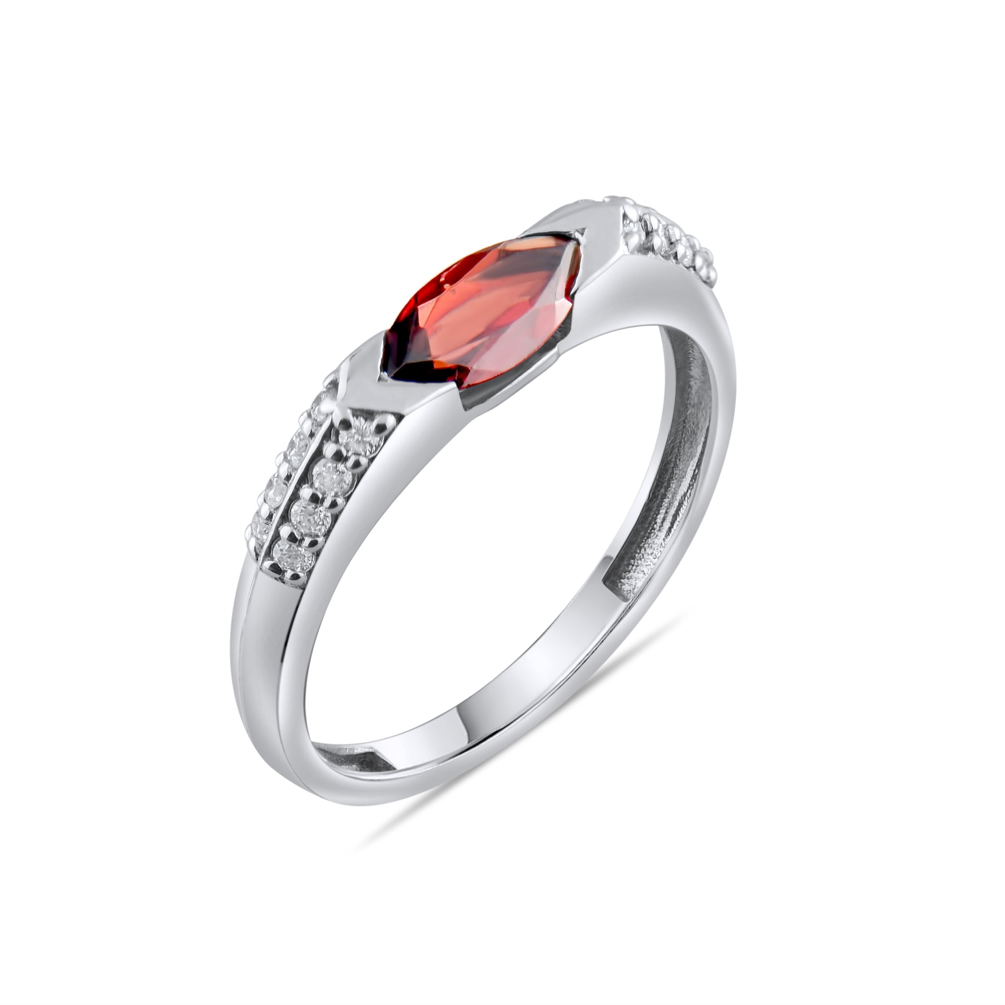 0.65 Carat Natural Diamond and Garnet Ring – Fine Jewelry Design - Gold Stone Diamond