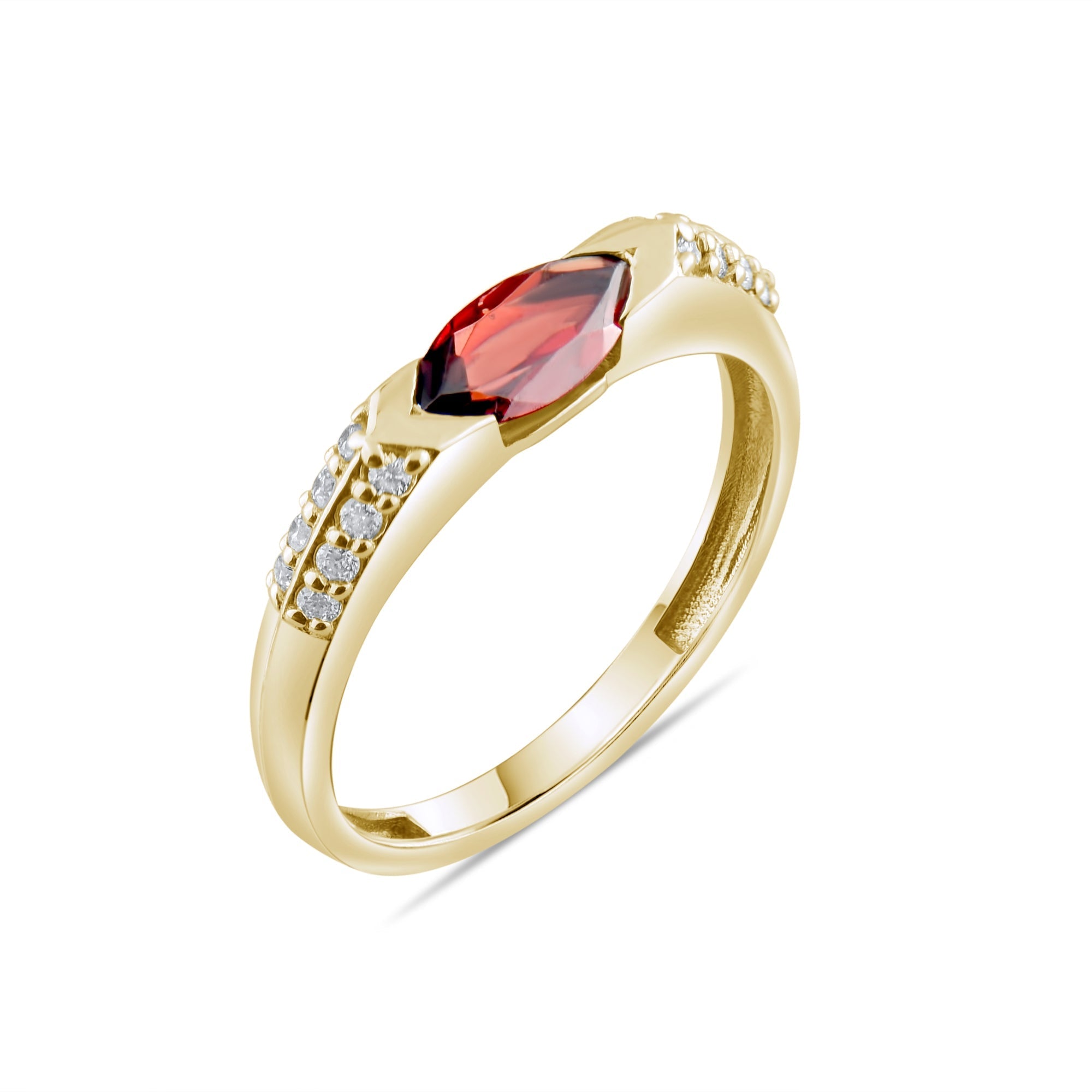 0.65 Carat Natural Diamond and Garnet Ring – Fine Jewelry Design - Gold Stone Diamond