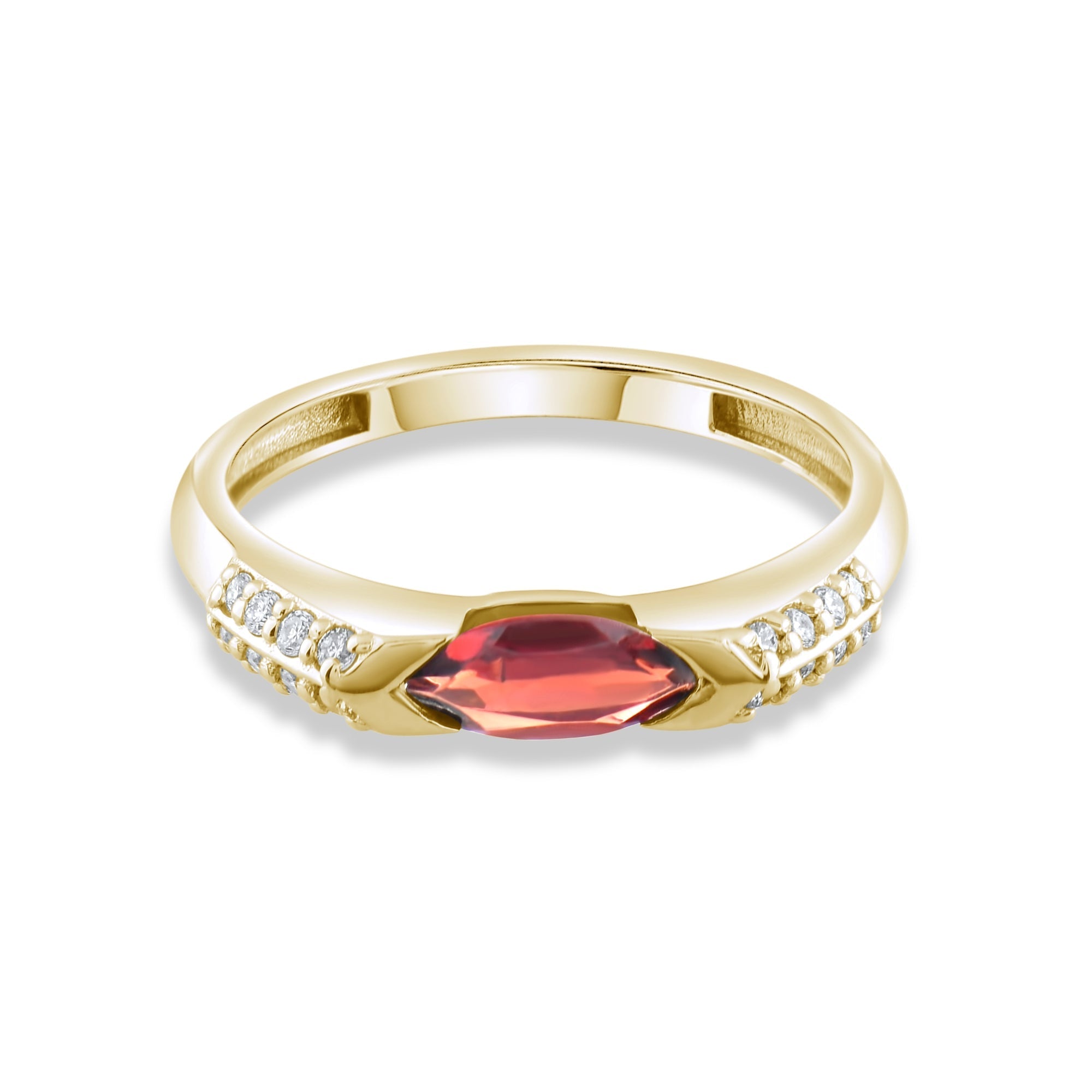 0.65 Carat Natural Diamond and Garnet Ring – Fine Jewelry Design - Gold Stone Diamond