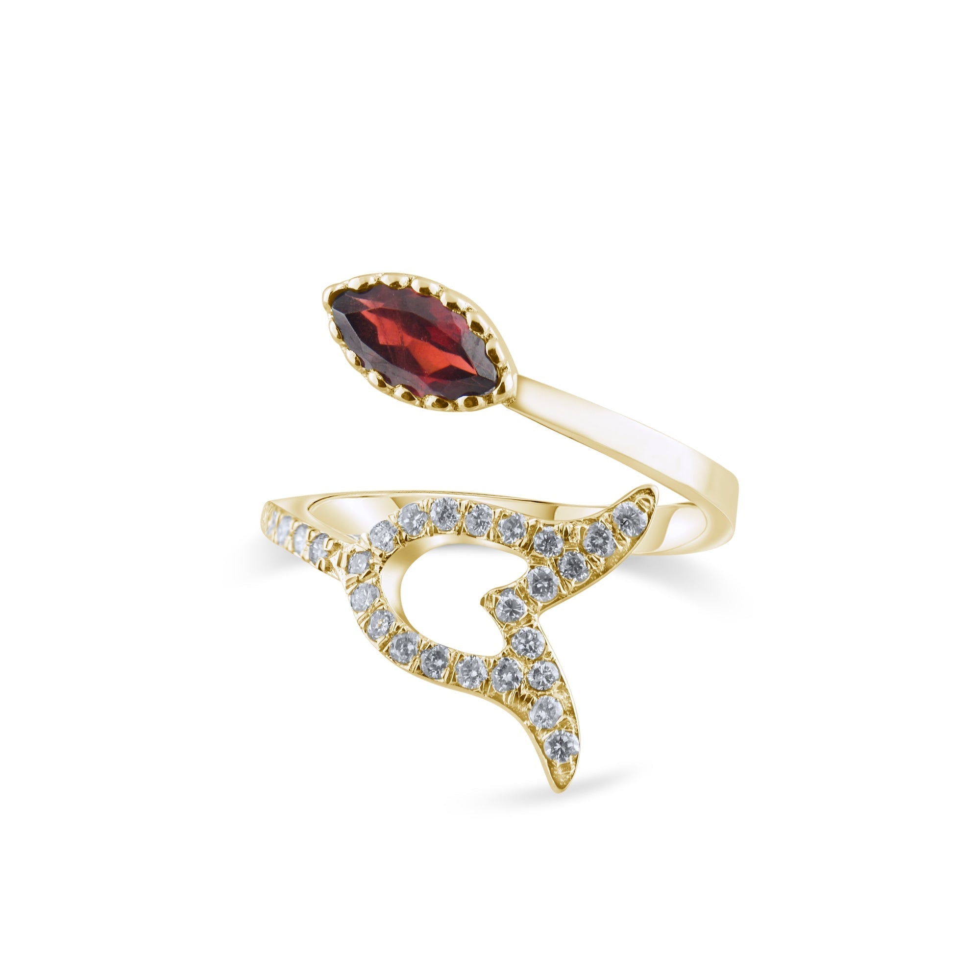 1.17 Carat Natural Diamond and Garnet Ring – Fine Jewelry Design - Gold Stone Diamond