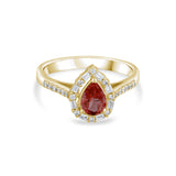 0.99 Carat Natural Diamond and Garnet Ring – Fine Jewelry Design - Gold Stone Diamond