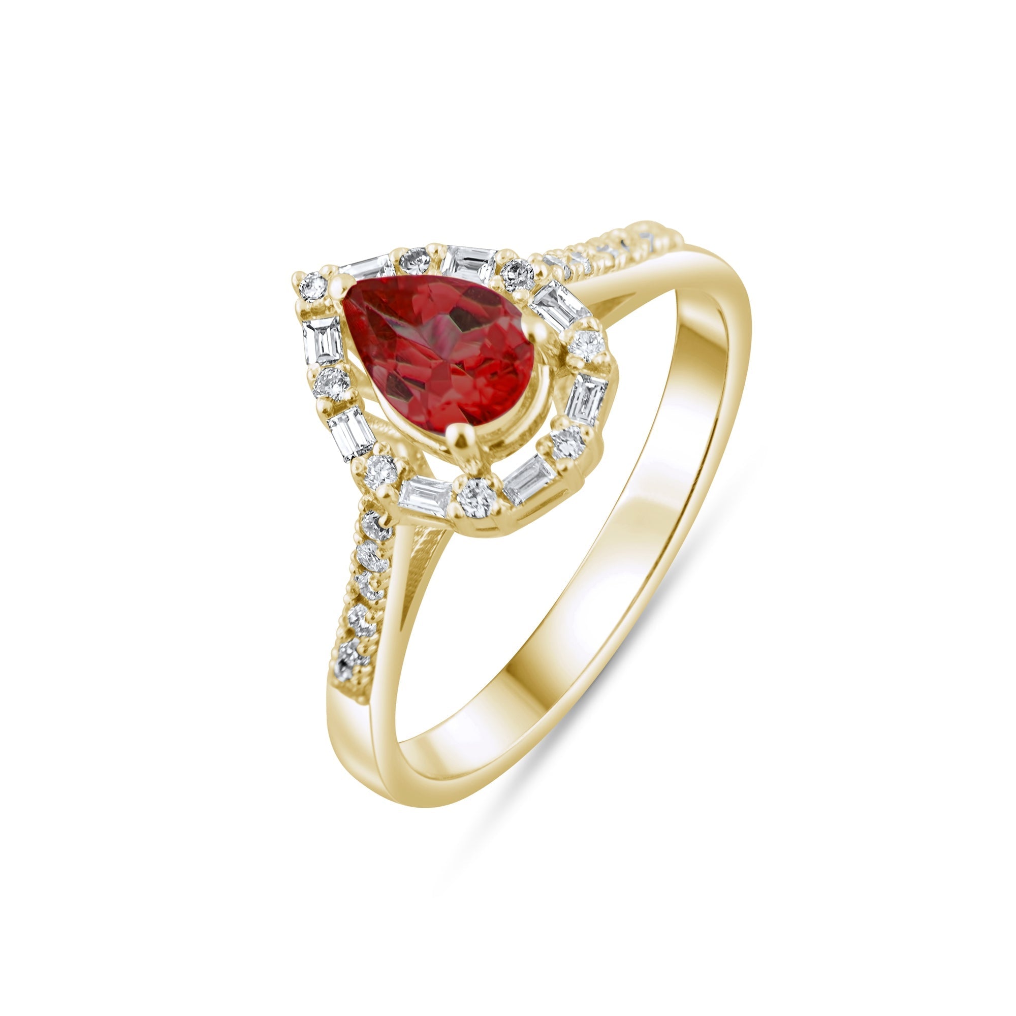 0.99 Carat Natural Diamond and Garnet Ring – Fine Jewelry Design - Gold Stone Diamond