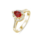 0.99 Carat Natural Diamond and Garnet Ring – Fine Jewelry Design - Gold Stone Diamond