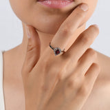 0.86 Carat Natural Diamond and Rhodolite Ring – Fine Jewelry Design - Gold Stone Diamond