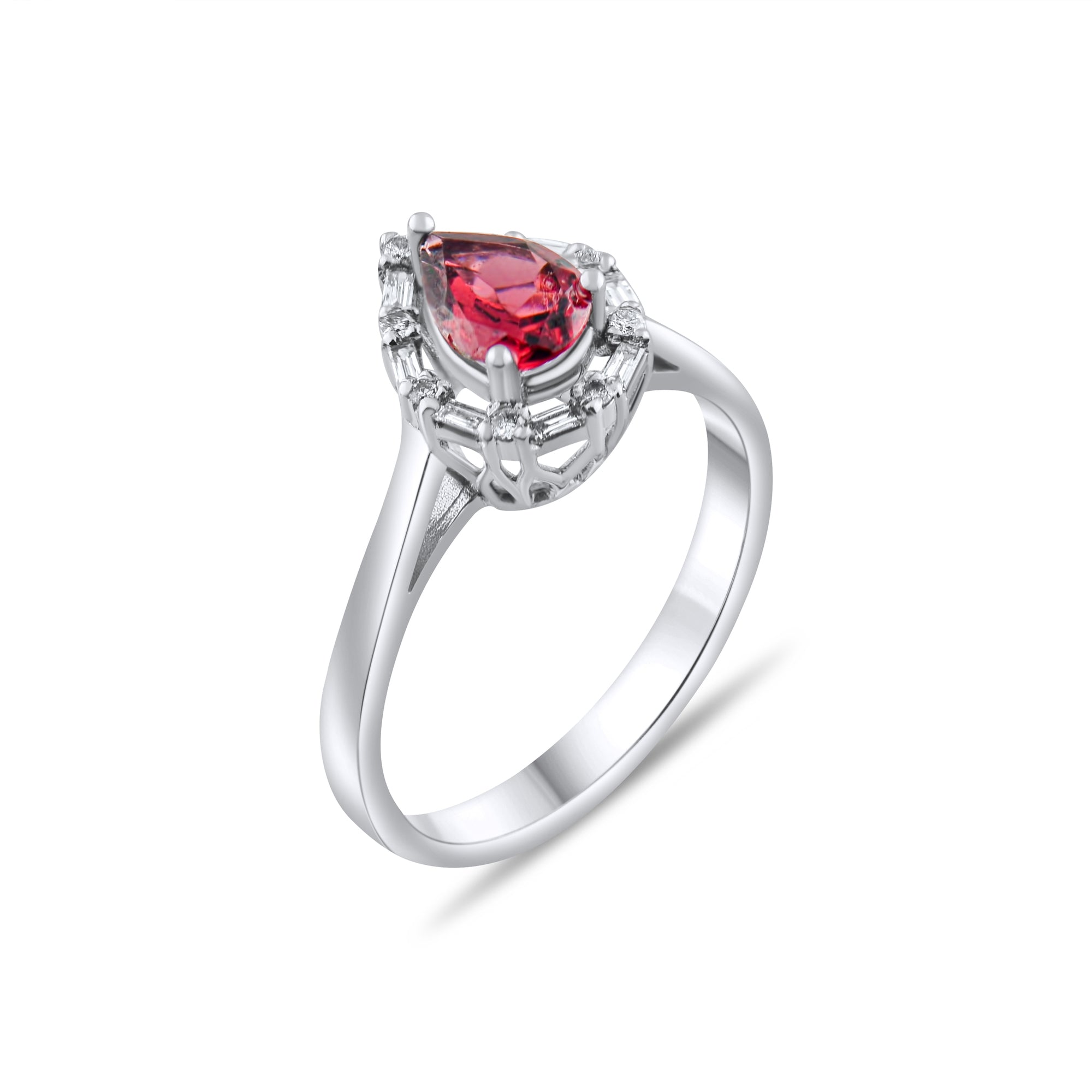 0.86 Carat Natural Diamond and Rhodolite Ring – Fine Jewelry Design - Gold Stone Diamond