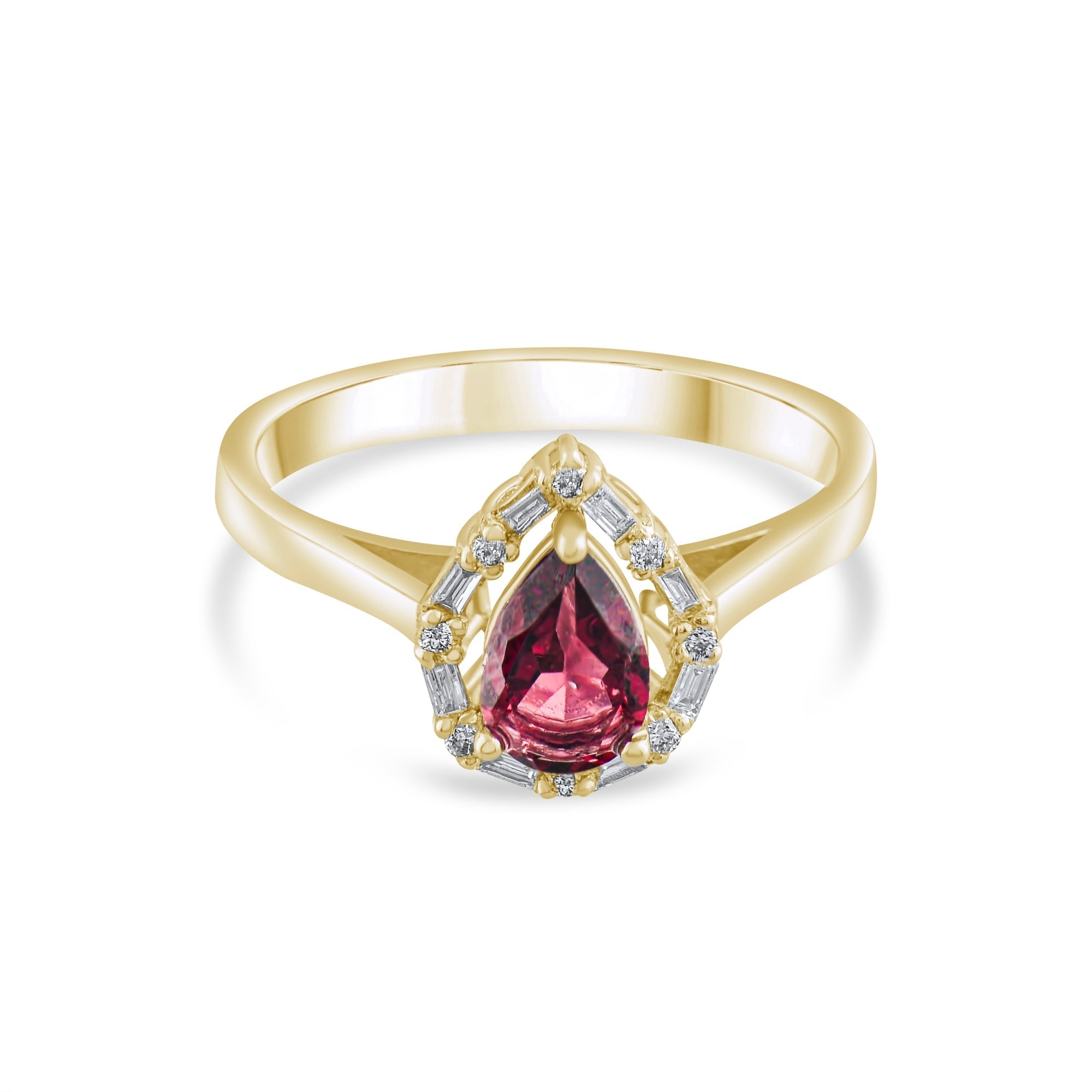0.86 Carat Natural Diamond and Rhodolite Ring – Fine Jewelry Design - Gold Stone Diamond