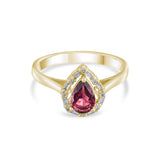 0.86 Carat Natural Diamond and Rhodolite Ring – Fine Jewelry Design - Gold Stone Diamond