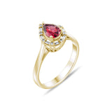 0.86 Carat Natural Diamond and Rhodolite Ring – Fine Jewelry Design - Gold Stone Diamond