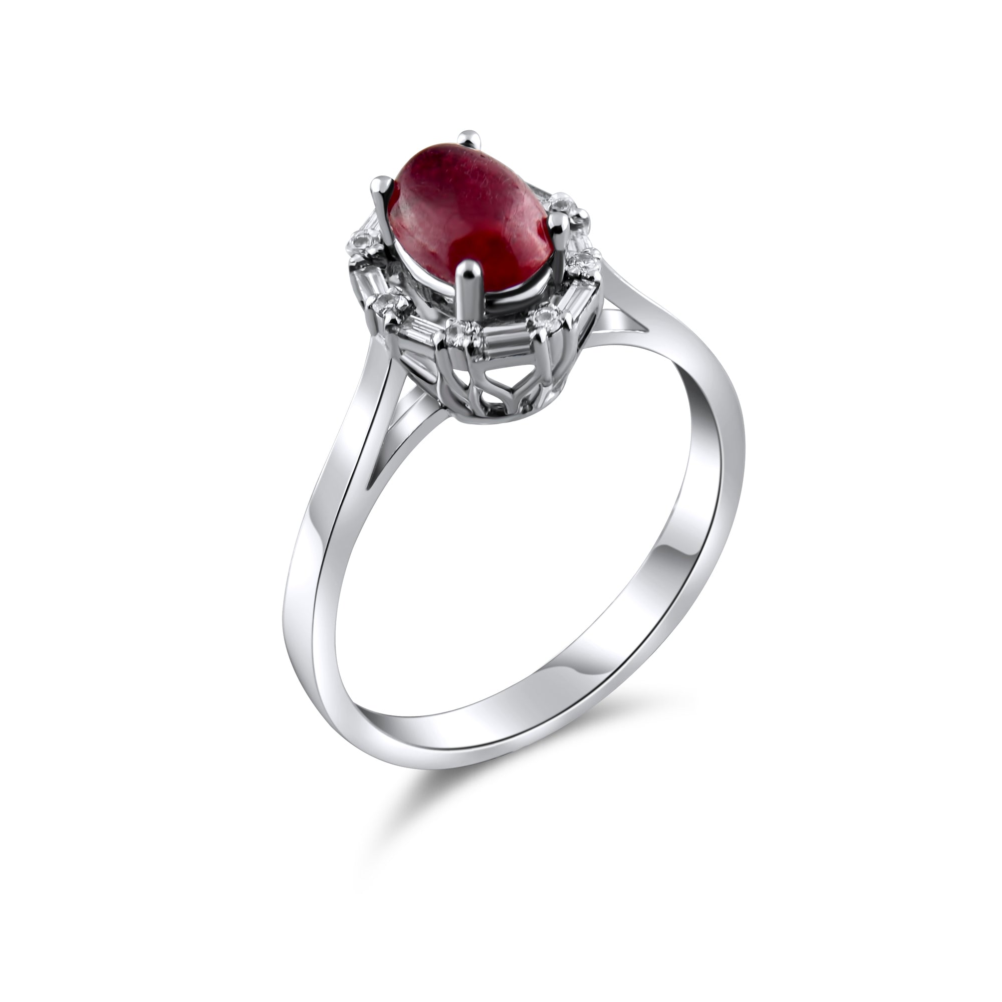 1.40 Carat Natural Baguette Diamond and Ruby Ring – Fine Jewelry Design - Gold Stone Diamond