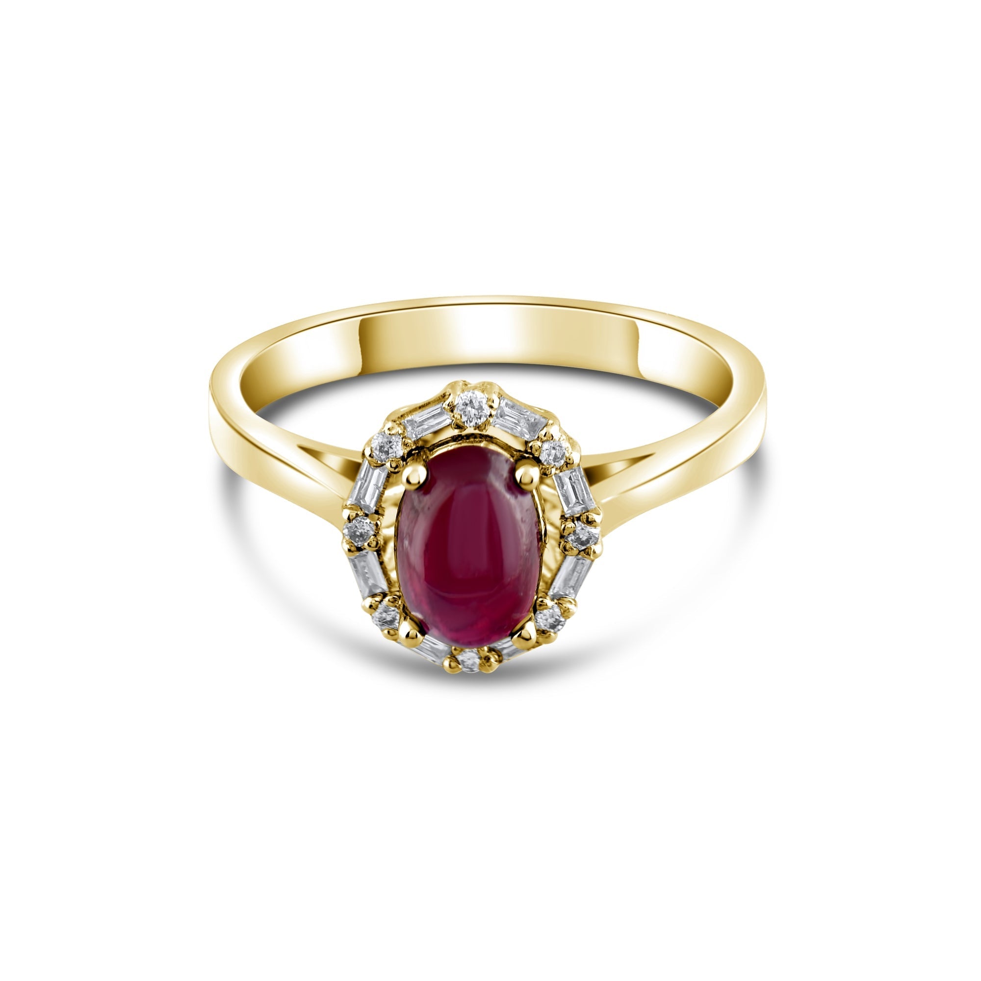 1.40 Carat Natural Baguette Diamond and Ruby Ring – Fine Jewelry Design - Gold Stone Diamond
