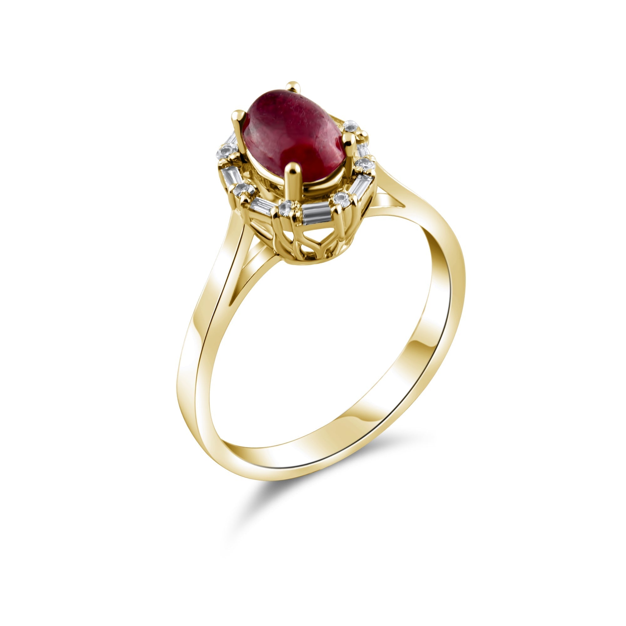 1.40 Carat Natural Baguette Diamond and Ruby Ring – Fine Jewelry Design - Gold Stone Diamond