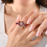 5.70 Carat Rhodolite and Amethyst Ring – Fine Jewelry Design - Gold Stone Diamond