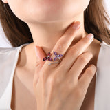 5.70 Carat Rhodolite and Amethyst Ring – Fine Jewelry Design - Gold Stone Diamond