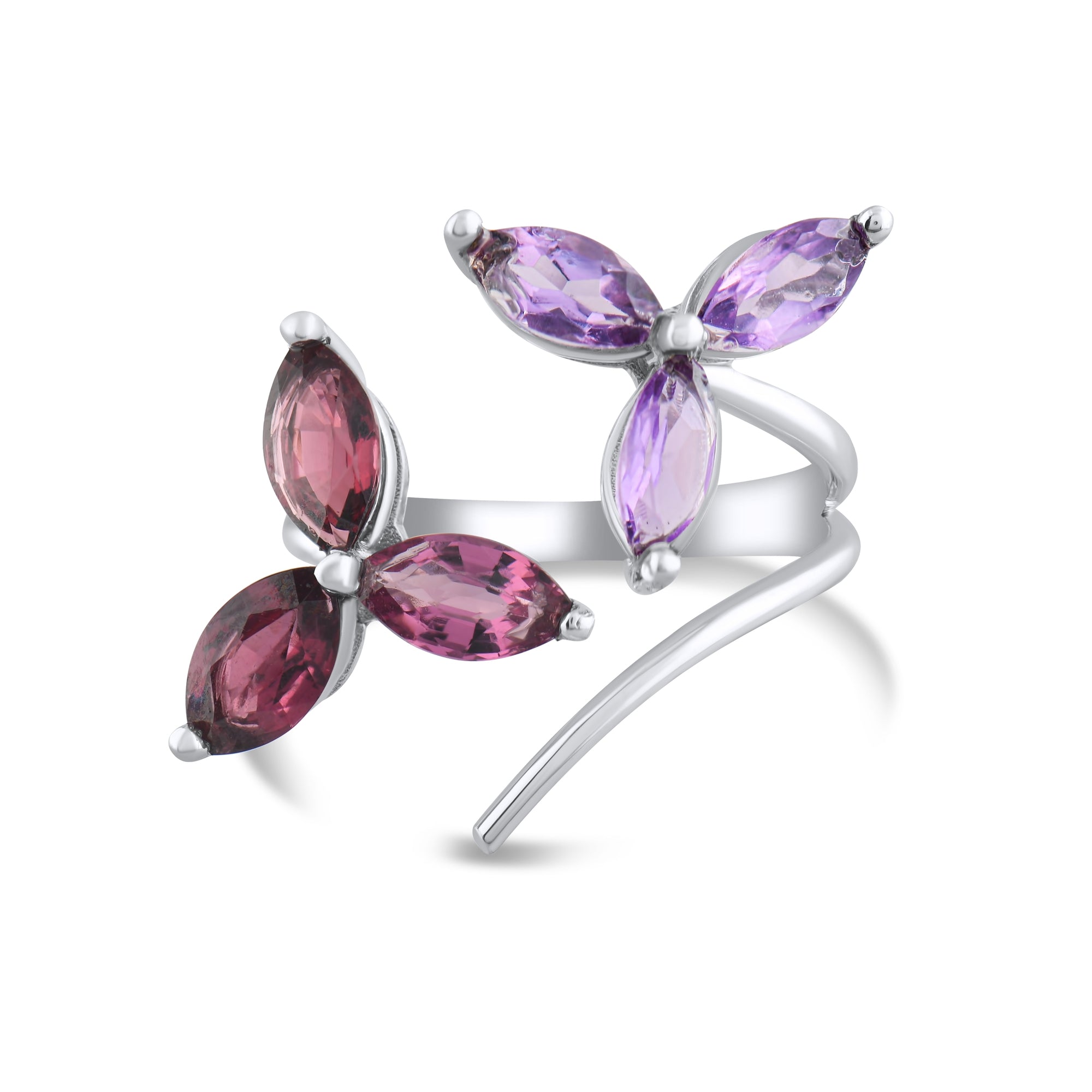 5.70 Carat Rhodolite and Amethyst Ring – Fine Jewelry Design - Gold Stone Diamond