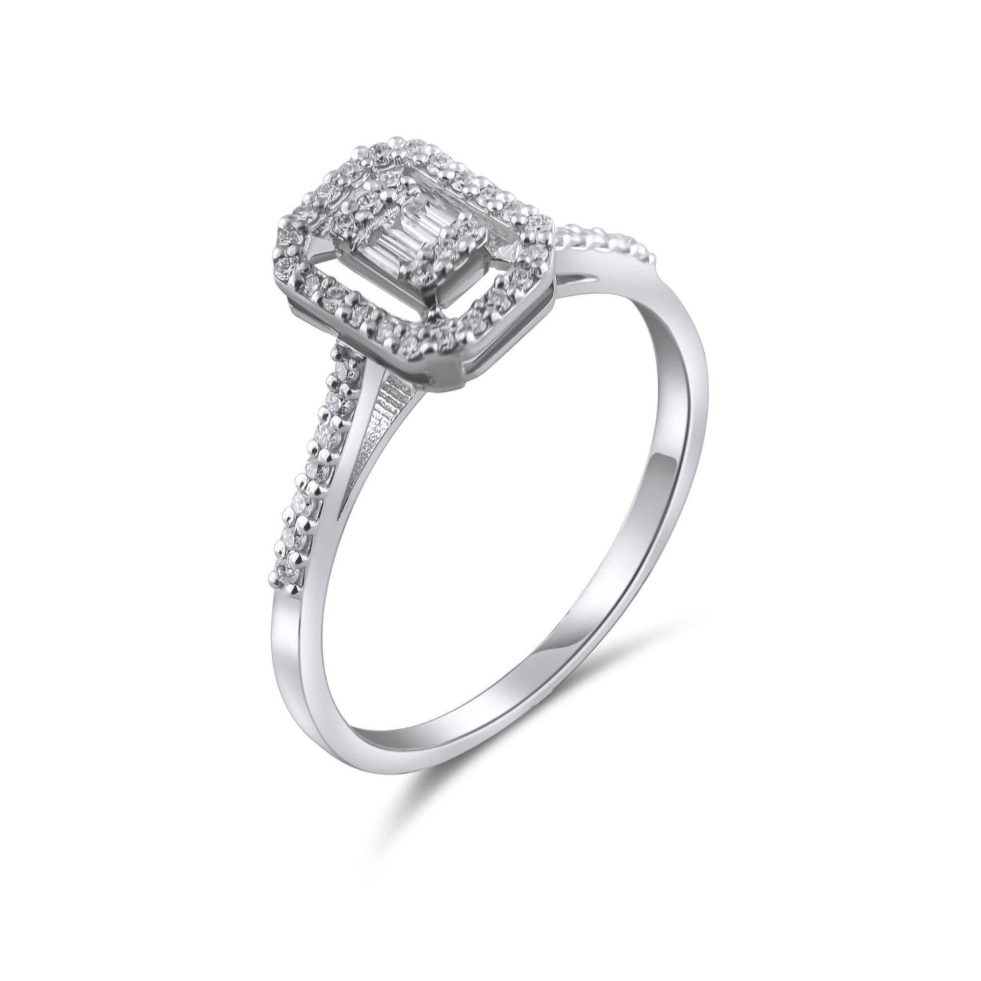 0.18 Carat Natural Baguette Diamond Ring – Fine Jewelry Design - Gold Stone Diamond