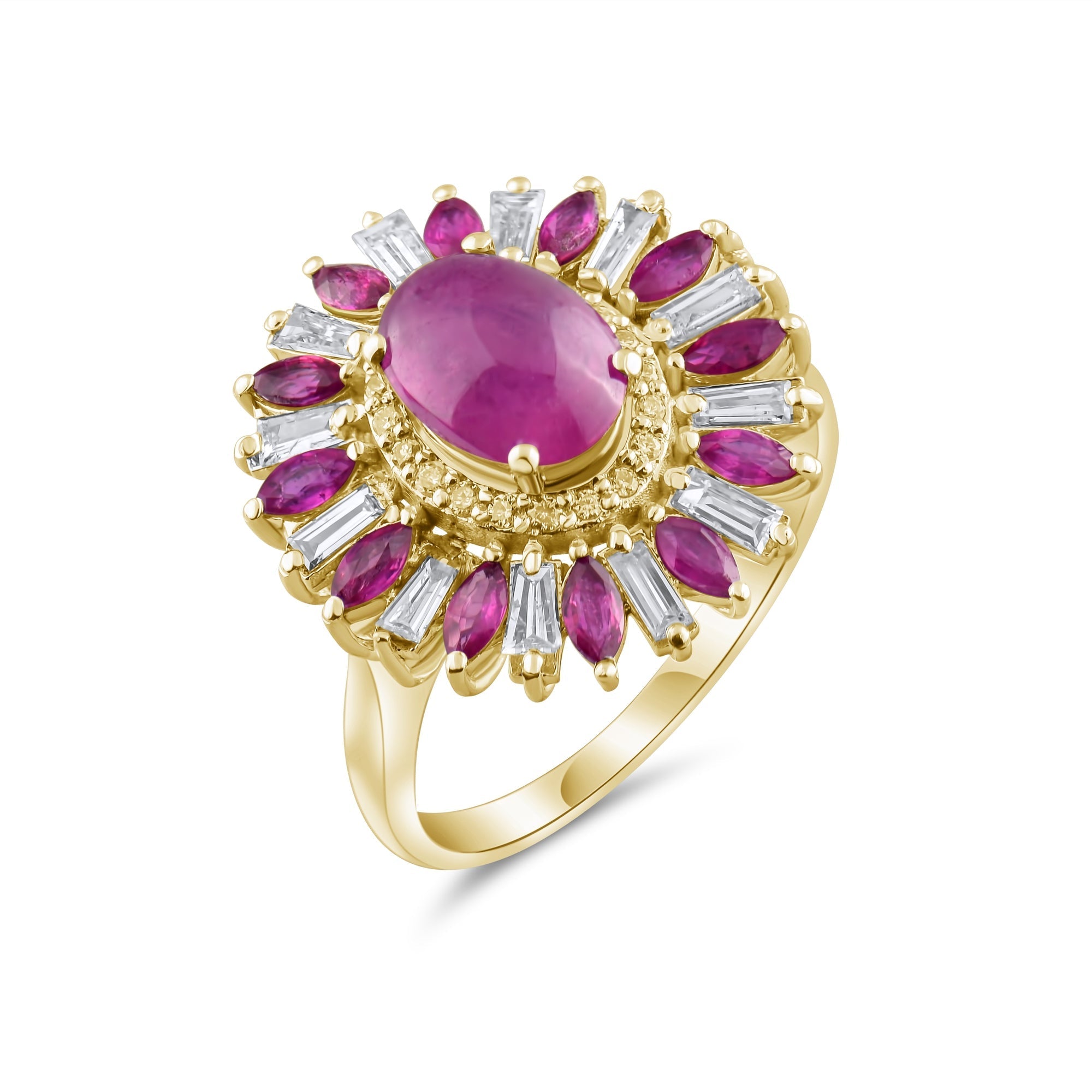 3.21 Carat Natural Diamond and Tourmaline Ring – Fine Jewelry Design - Gold Stone Diamond