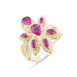 2.99 Carat Natural Diamond and Ruby Ring – Elegant Fine Jewelry Design - Gold Stone Diamond