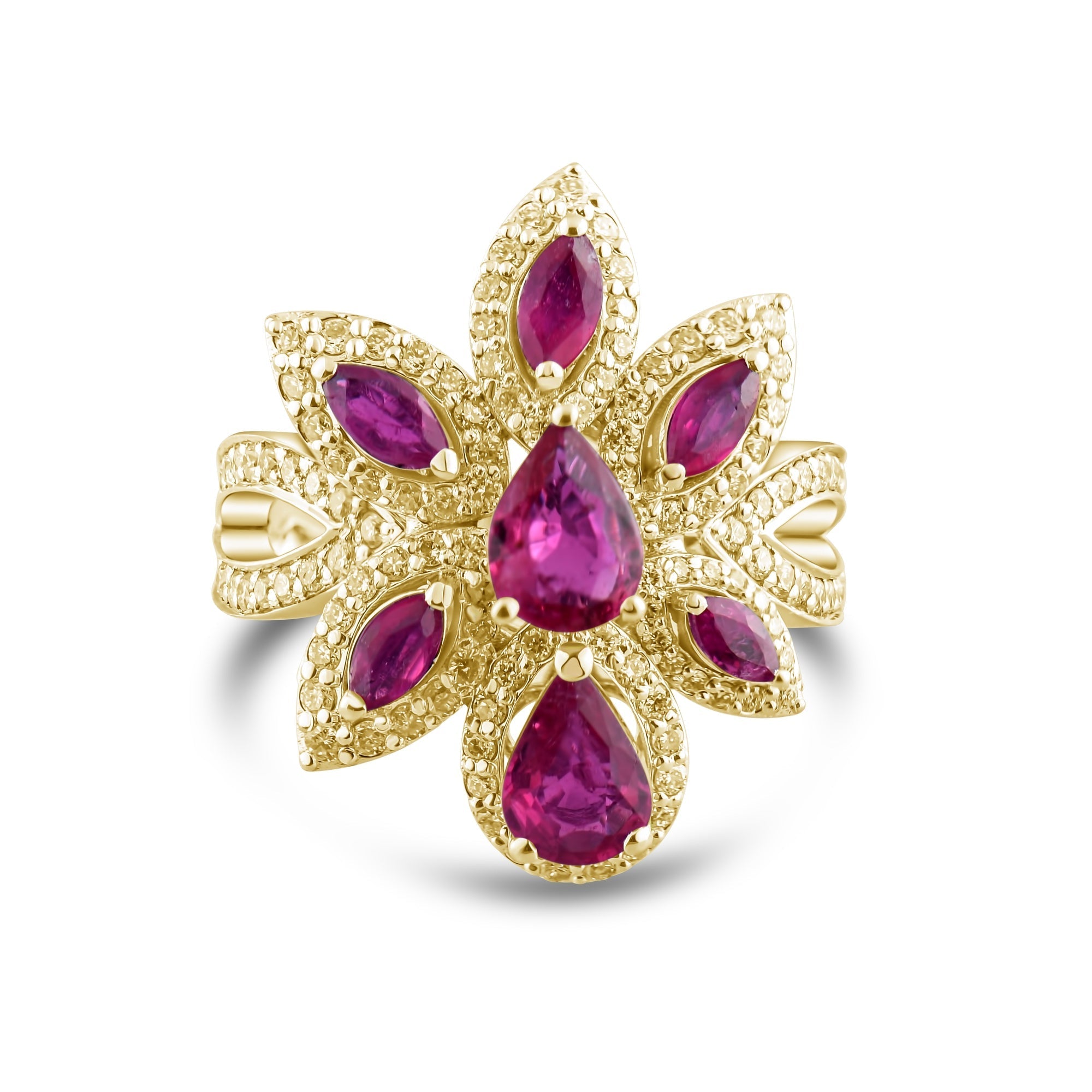 2.99 Carat Natural Diamond and Ruby Ring – Elegant Fine Jewelry Design - Gold Stone Diamond