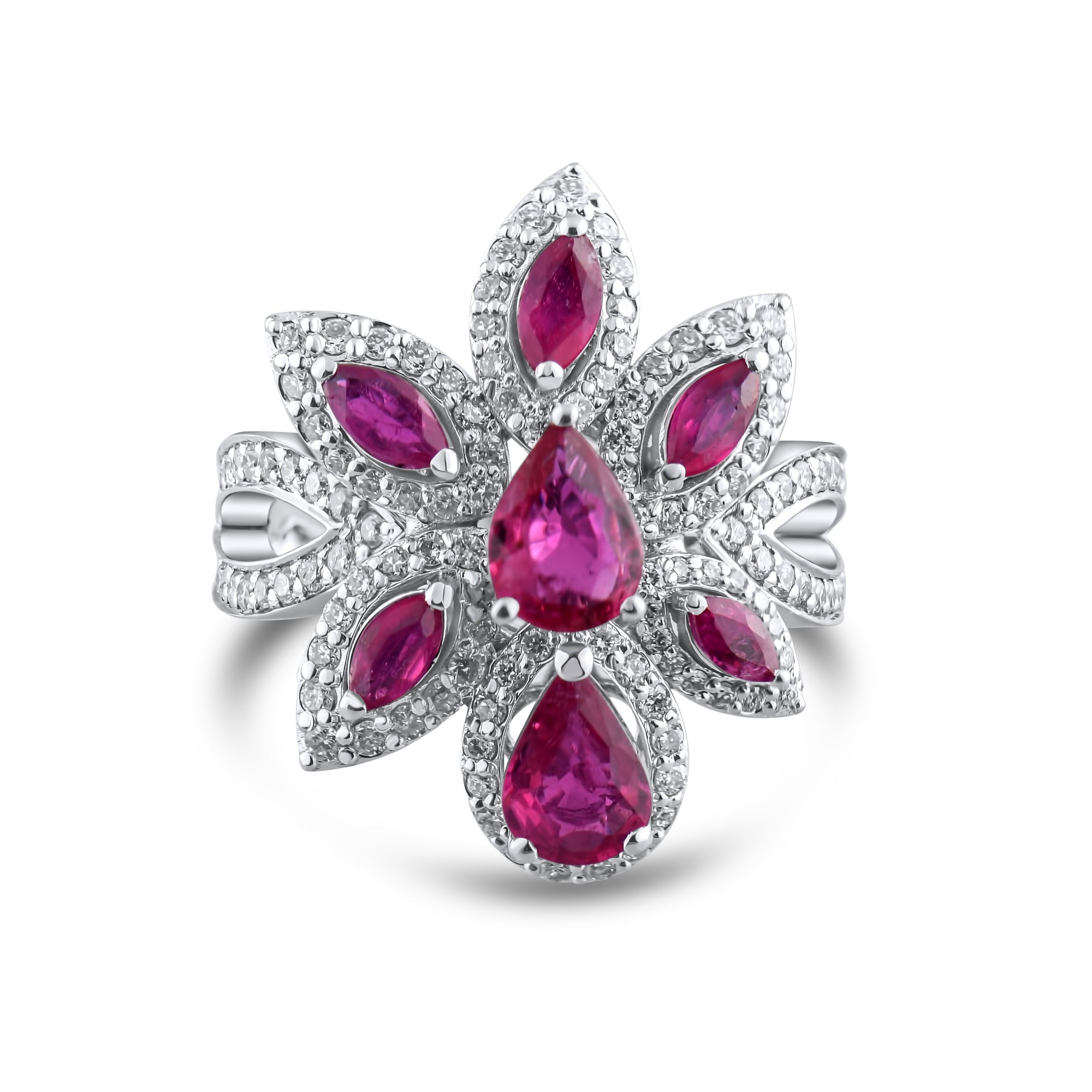 2.99 Carat Natural Diamond and Ruby Ring – Elegant Fine Jewelry Design - Gold Stone Diamond