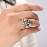 1.50 Carat Natural Diamond and Emerald Ring – Fine Jewelry Design - Gold Stone Diamond