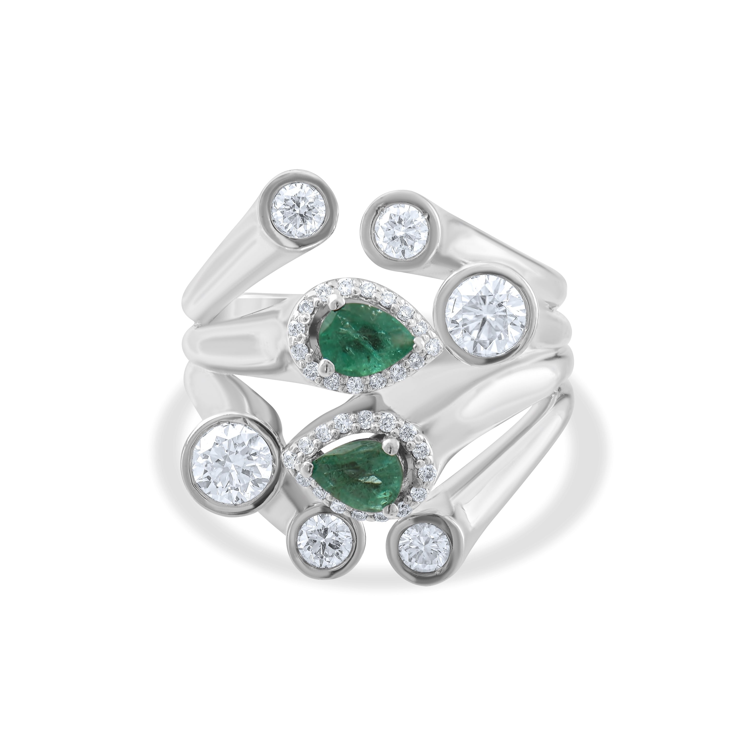 1.50 Carat Natural Diamond and Emerald Ring – Fine Jewelry Design - Gold Stone Diamond