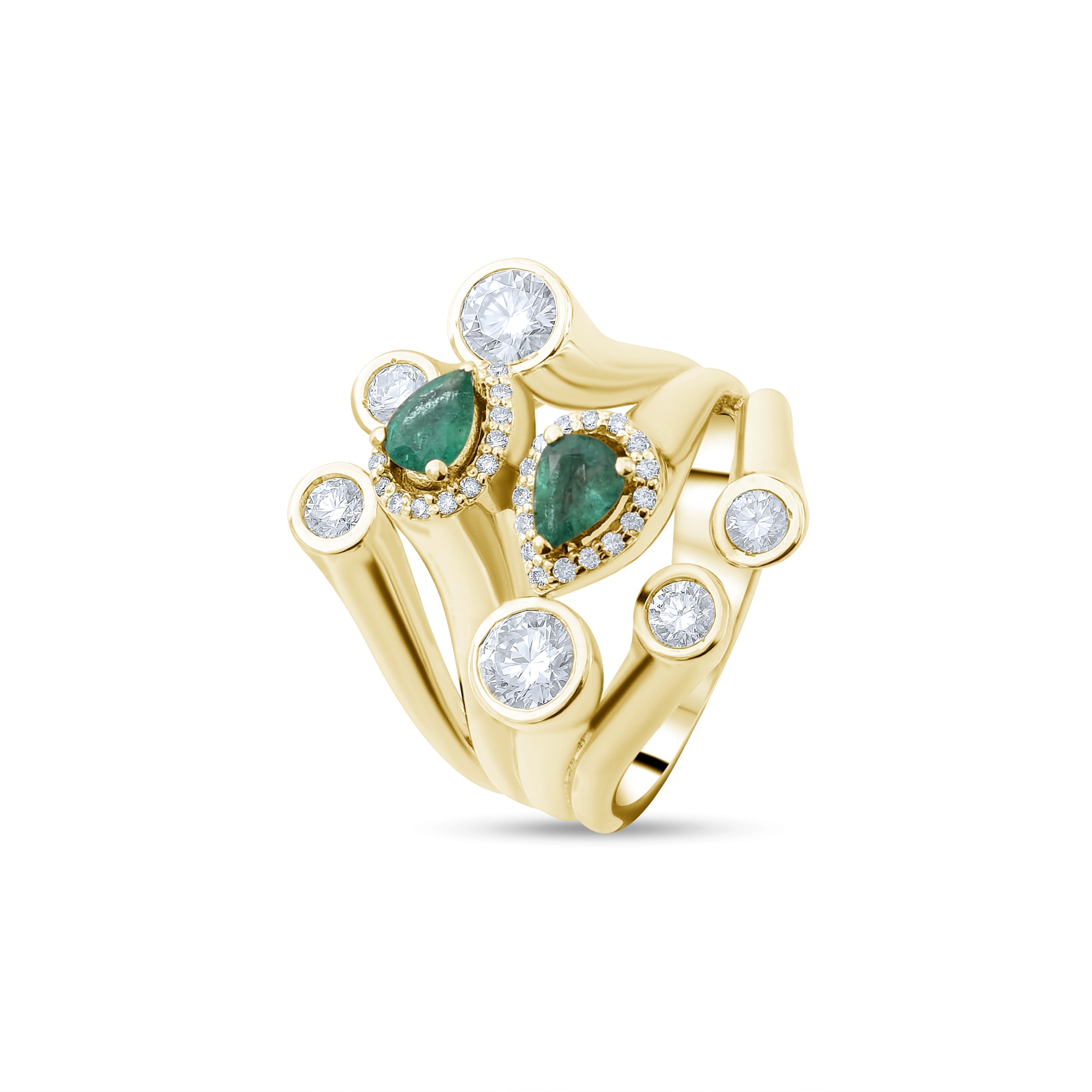 1.50 Carat Natural Diamond and Emerald Ring – Fine Jewelry Design - Gold Stone Diamond