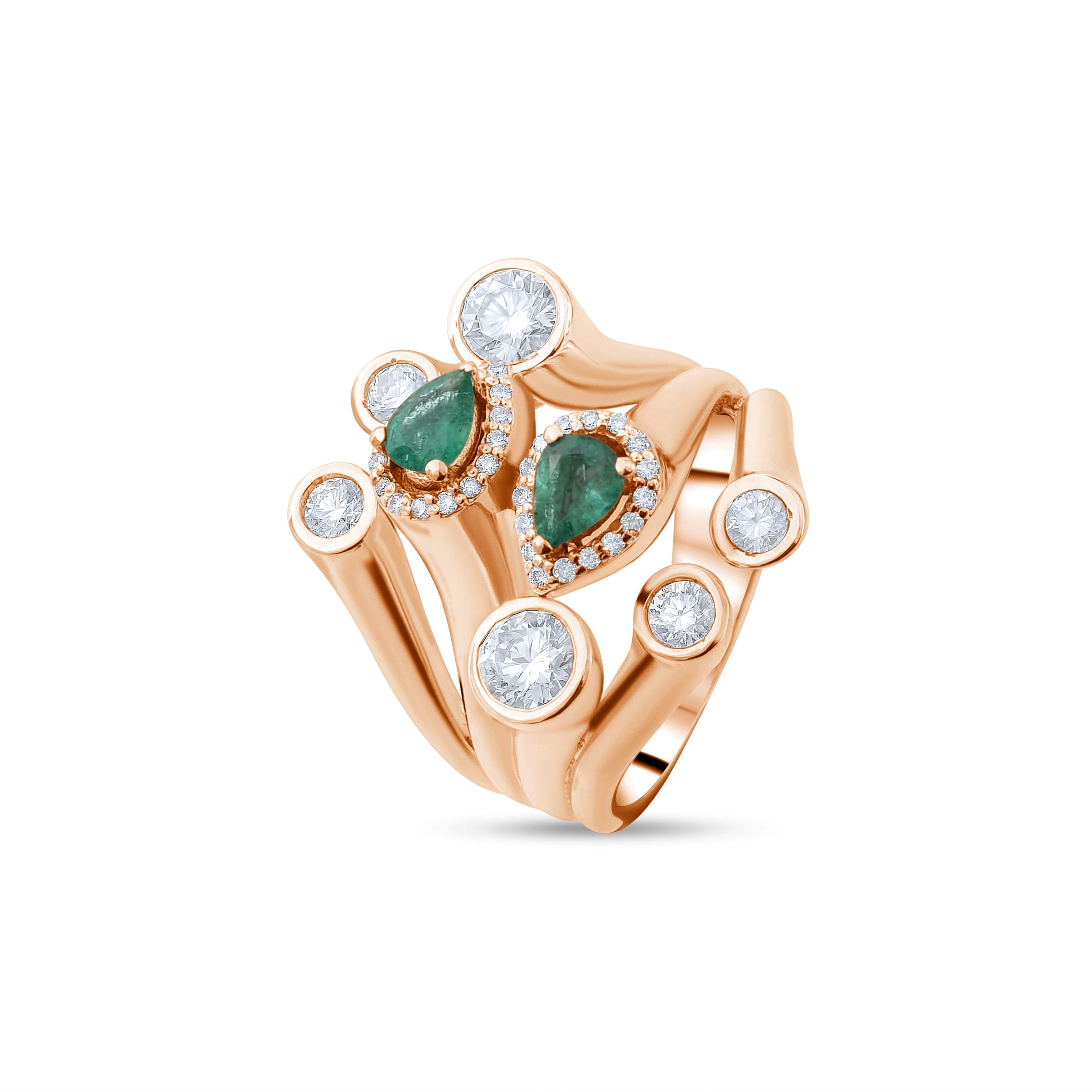 1.50 Carat Natural Diamond and Emerald Ring – Fine Jewelry Design - Gold Stone Diamond