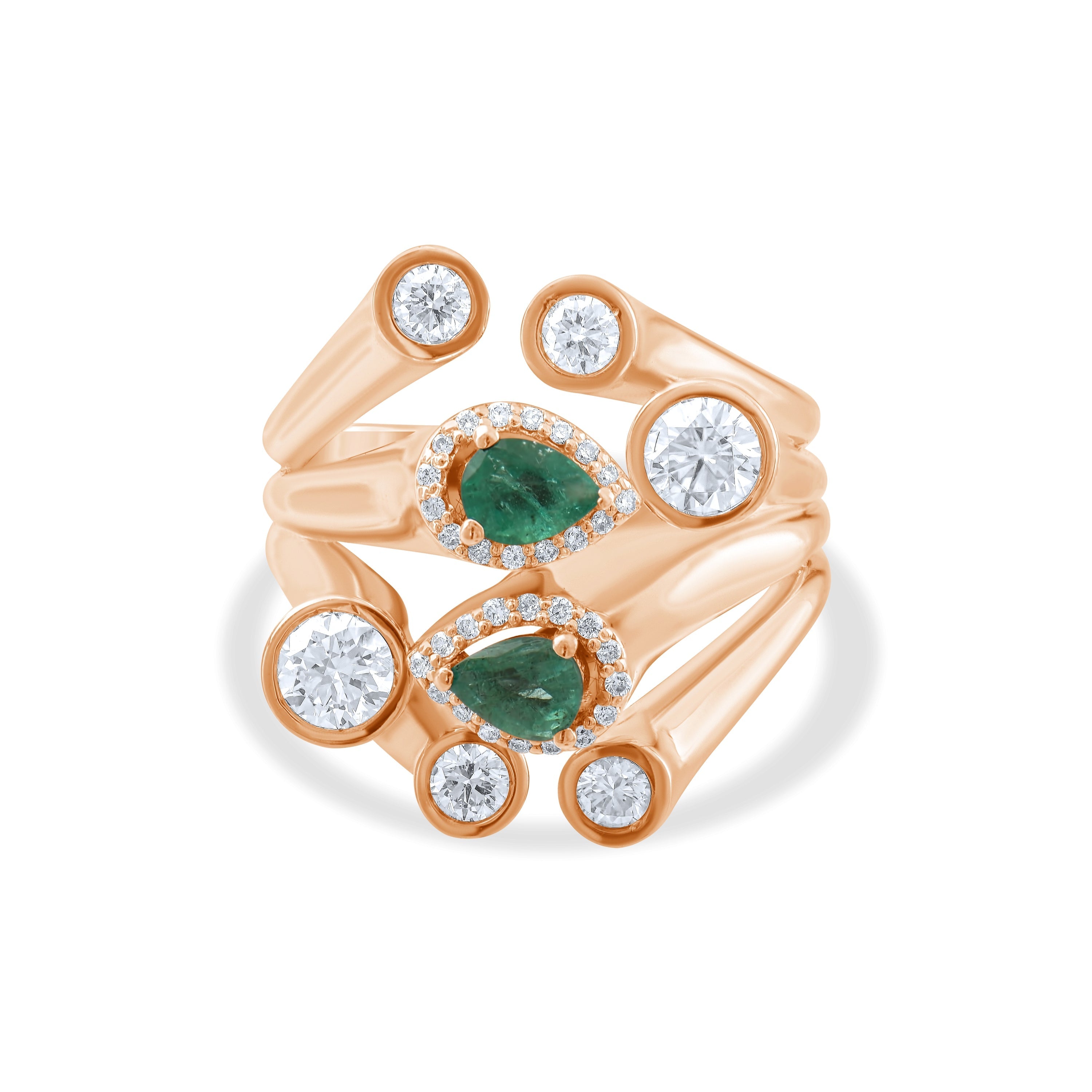 1.50 Carat Natural Diamond and Emerald Ring – Fine Jewelry Design - Gold Stone Diamond