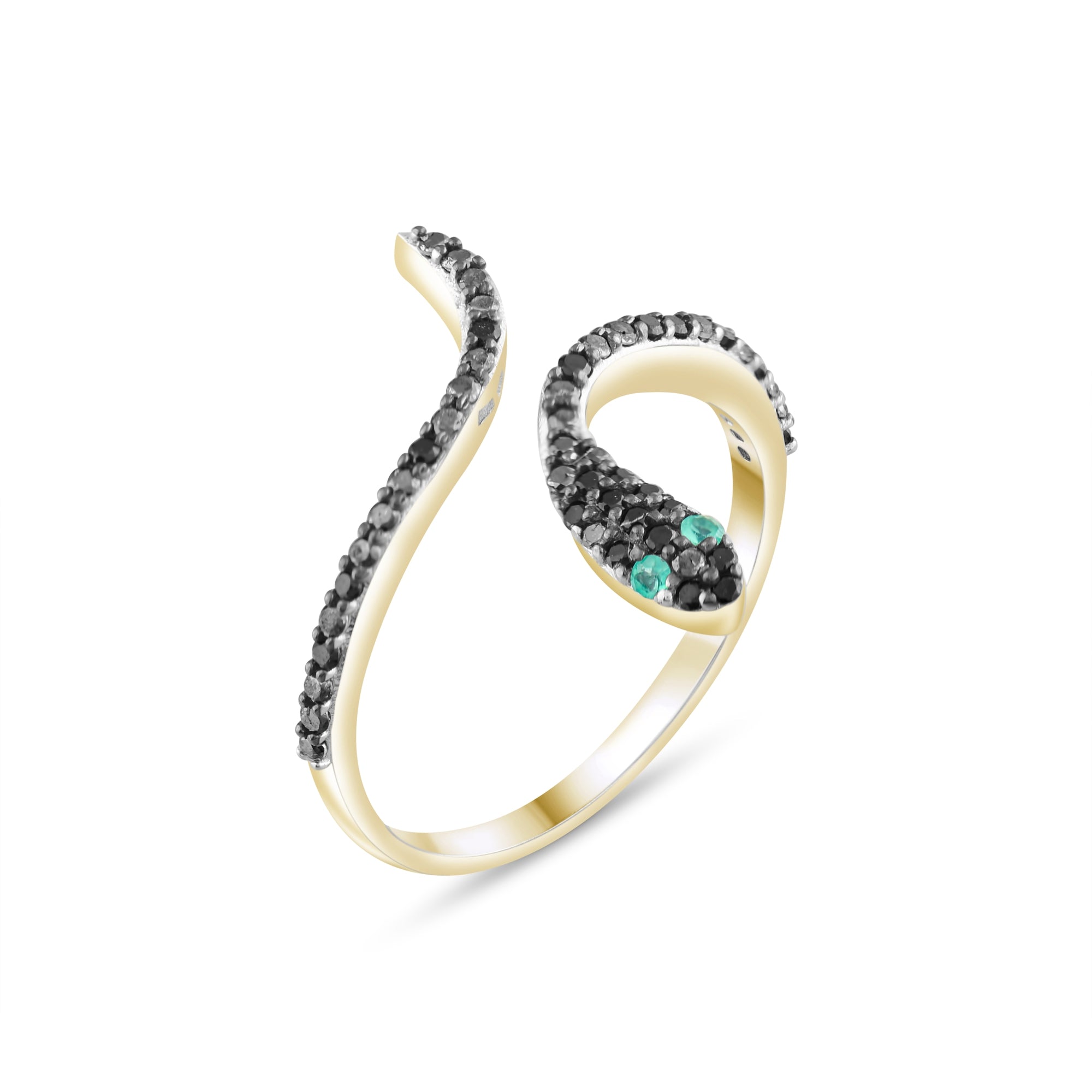 0.43 Carat Natural Diamond and Emerald Ring – Fine Jewelry Design - Gold Stone Diamond
