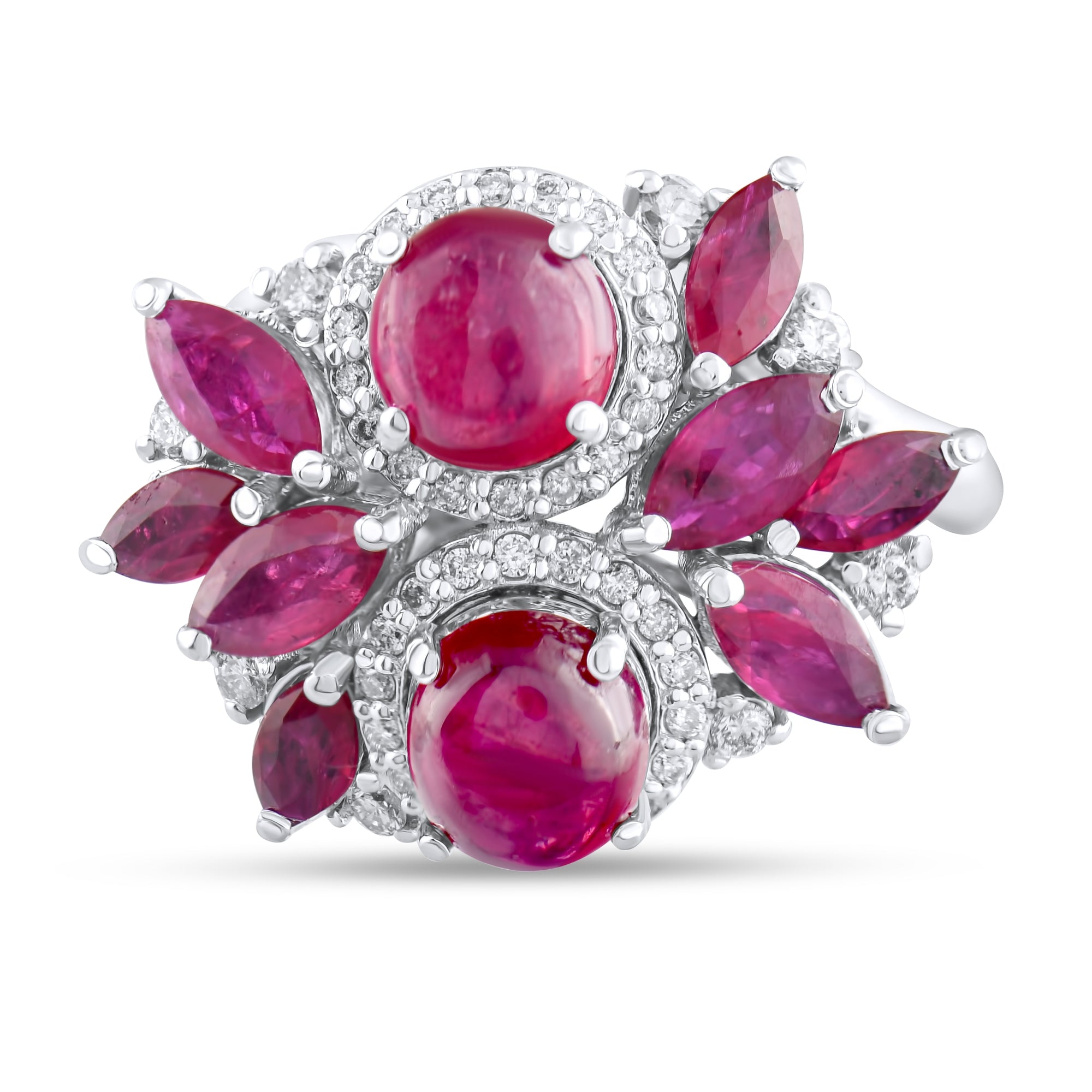 5.07 Carat Natural Diamond and Ruby Ring – Fine Jewelry Design - Gold Stone Diamond