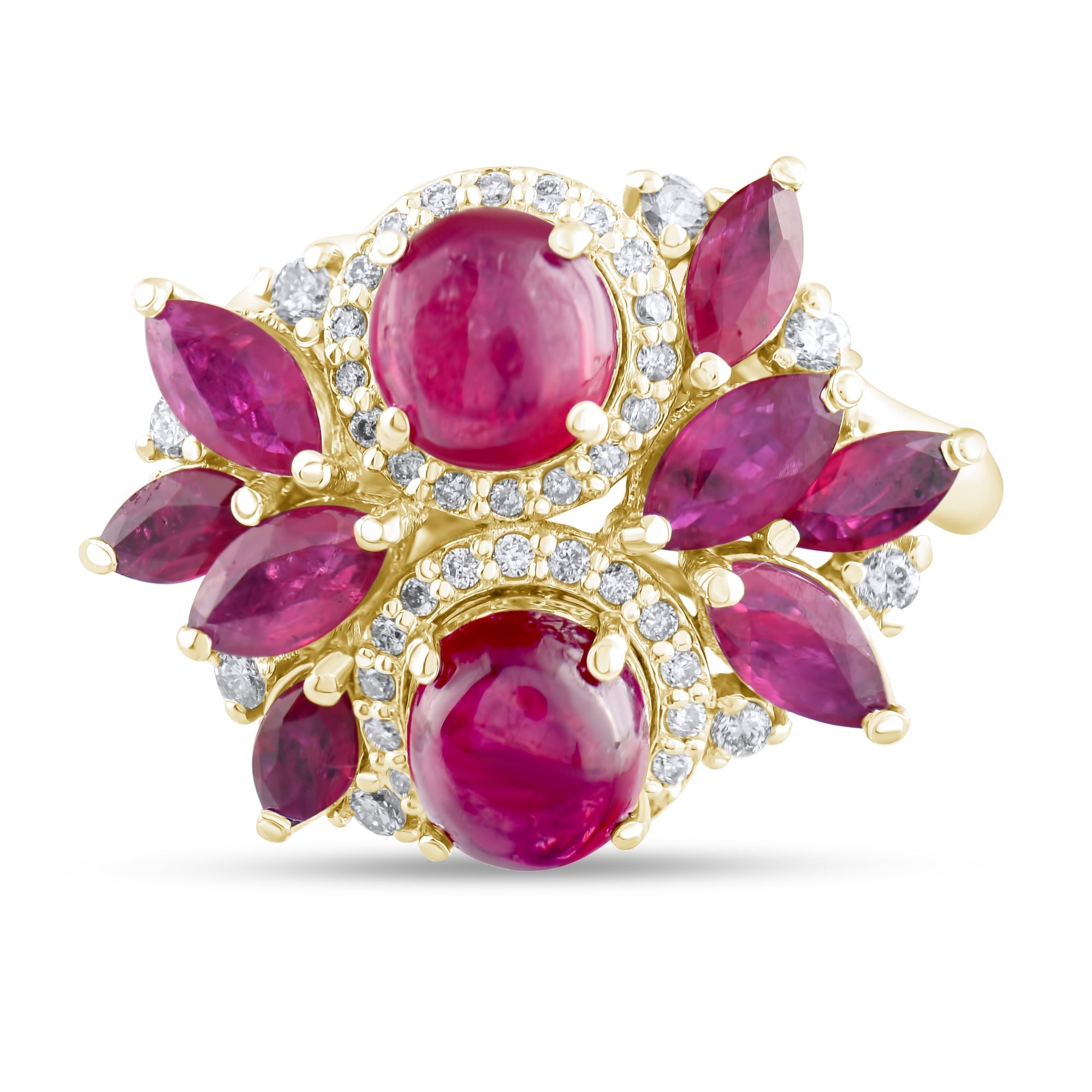 5.07 Carat Natural Diamond and Ruby Ring – Fine Jewelry Design - Gold Stone Diamond