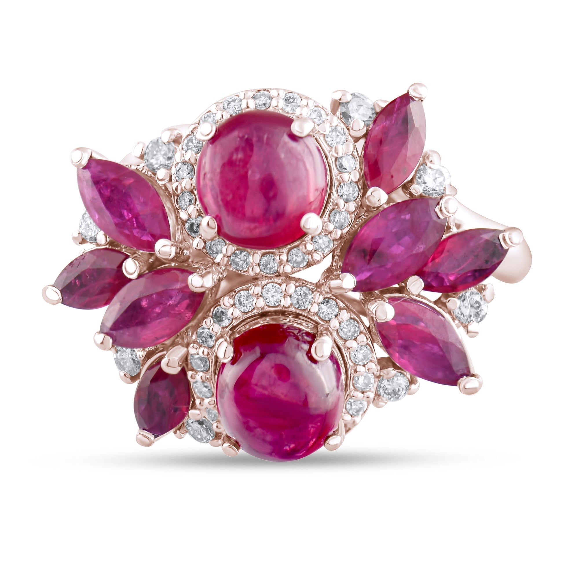 5.07 Carat Natural Diamond and Ruby Ring – Fine Jewelry Design - Gold Stone Diamond