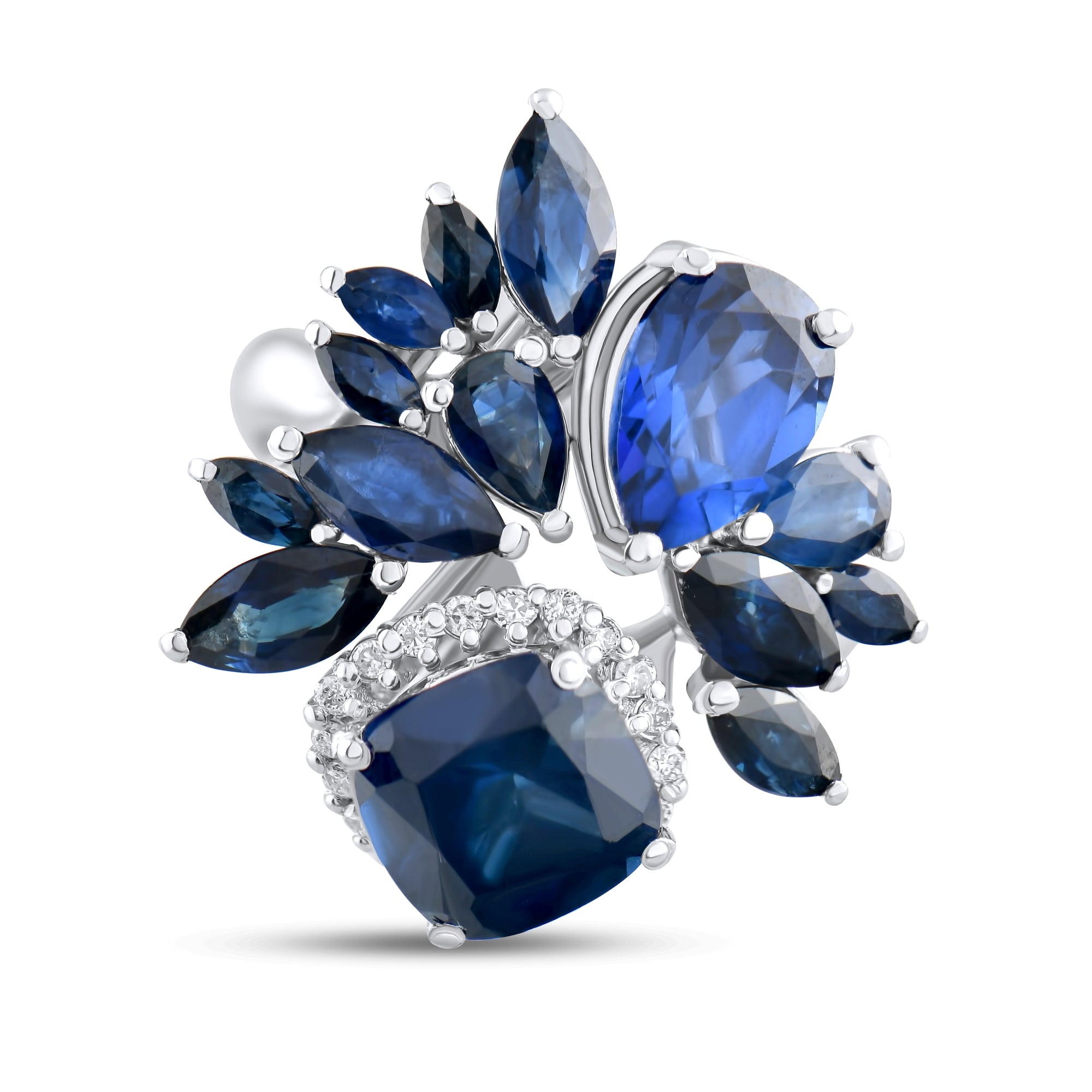 7.47 Carat Natural Diamond and Sapphire Ring – Fine Jewelry Design - Gold Stone Diamond