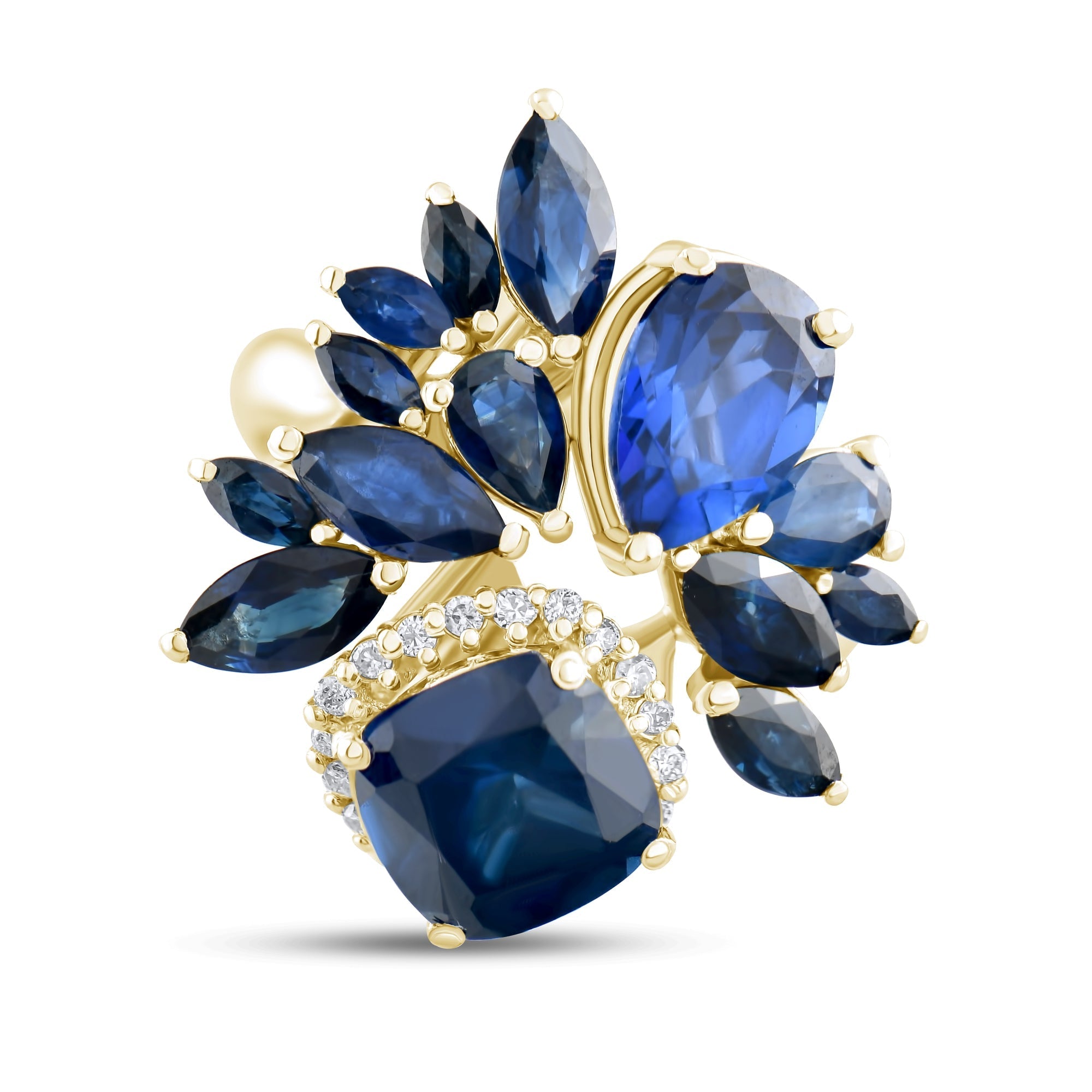 7.47 Carat Natural Diamond and Sapphire Ring – Fine Jewelry Design - Gold Stone Diamond
