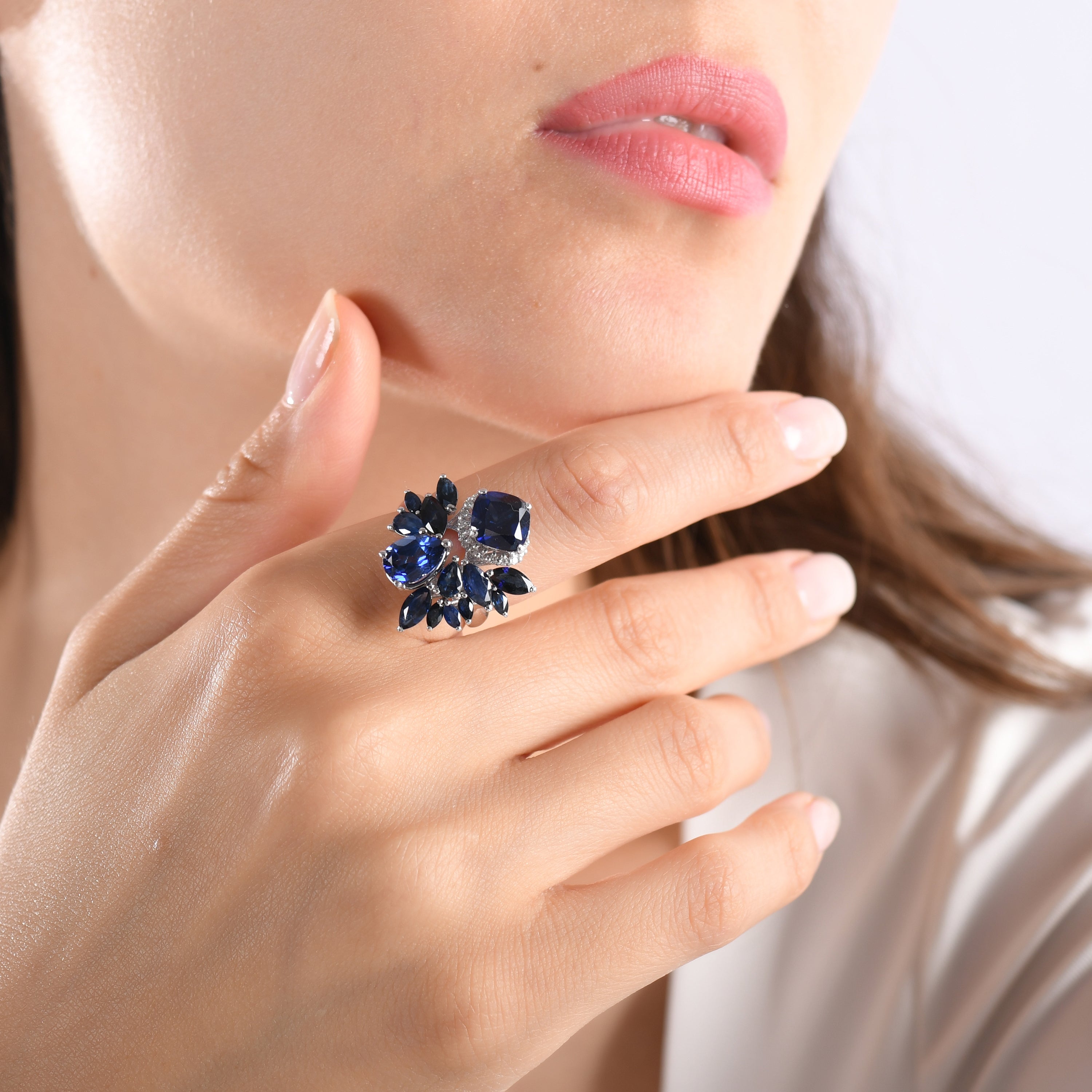 7.47 Carat Natural Diamond and Sapphire Ring – Fine Jewelry Design - Gold Stone Diamond